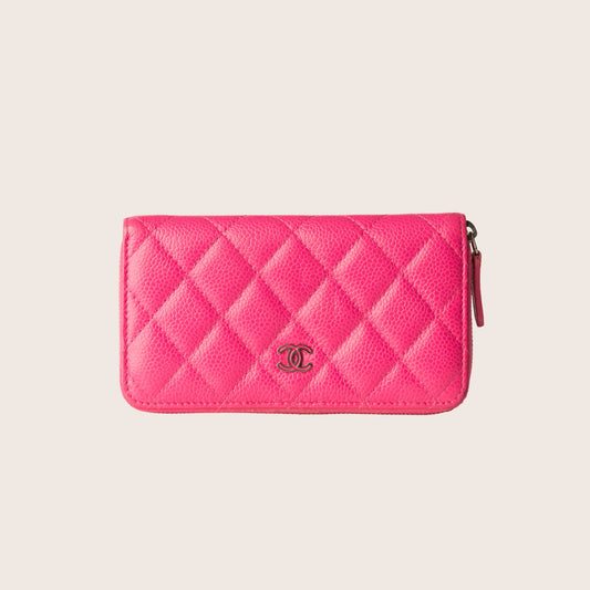 Chanel Caviar Quilted Yen Wallet Hot Pink
