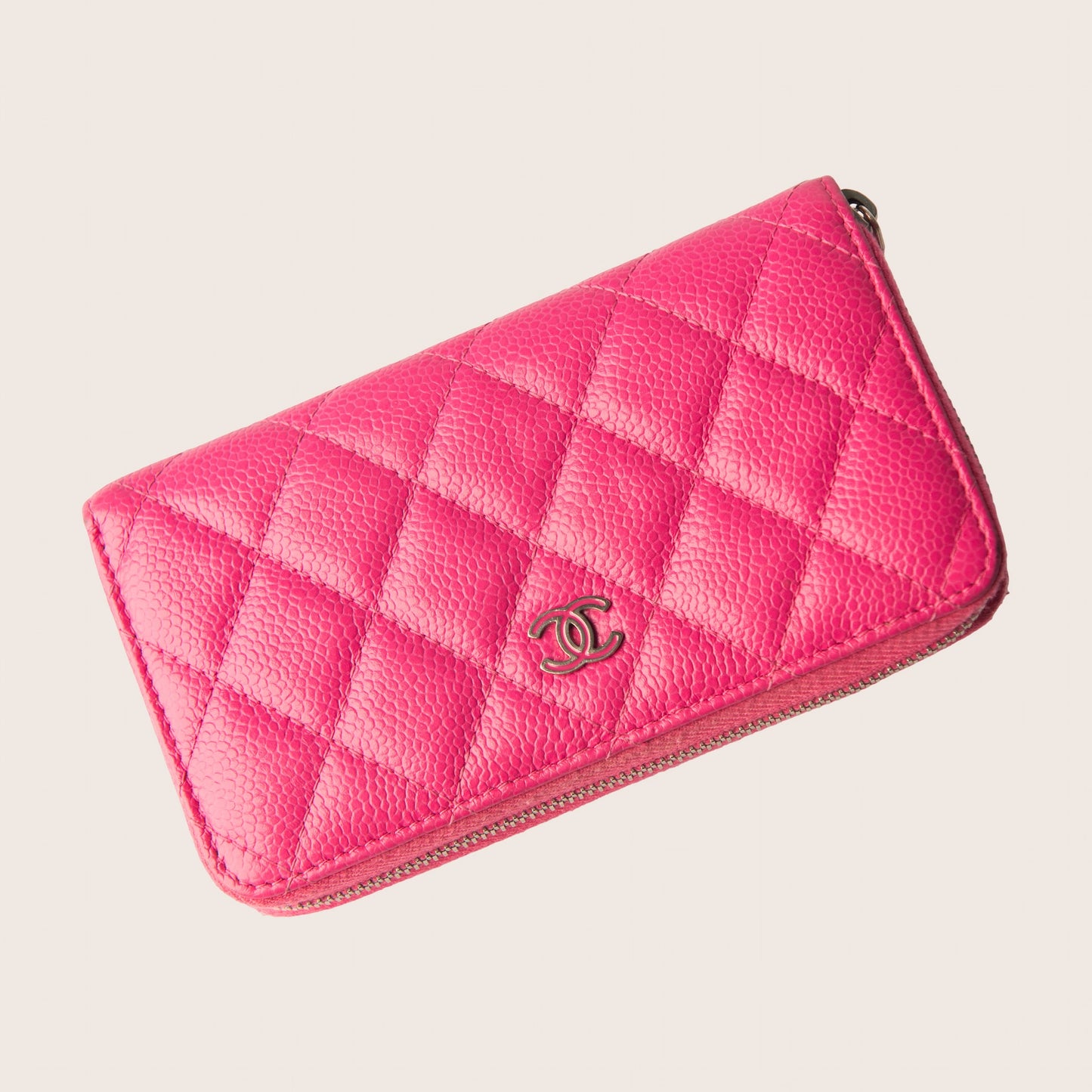 Chanel Caviar Quilted Yen Wallet Hot Pink
