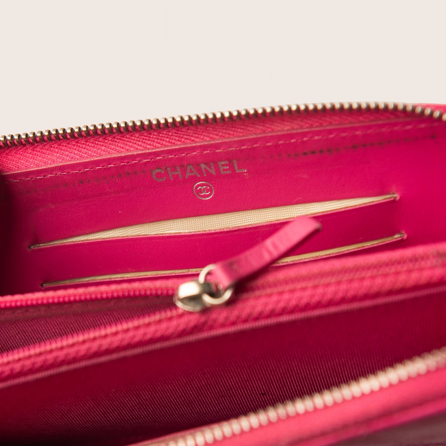 Chanel Caviar Quilted Yen Wallet Hot Pink