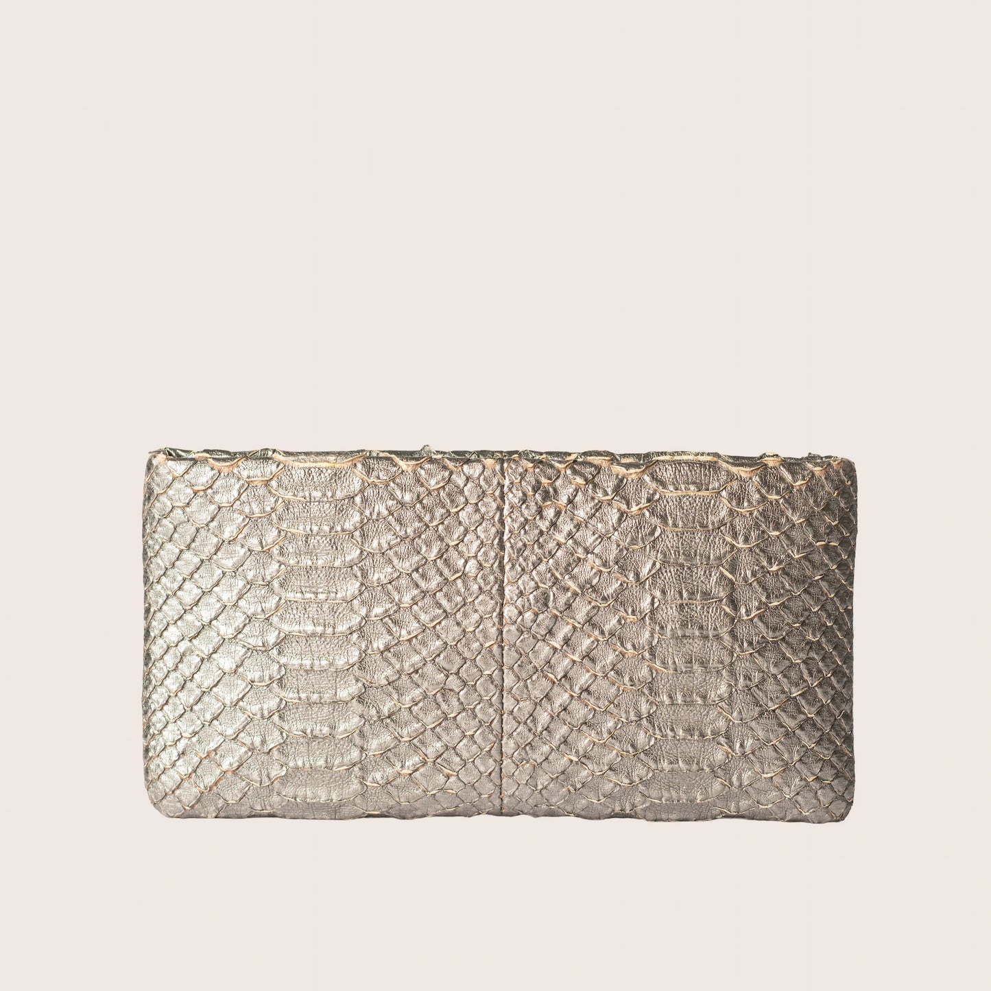 Chanel Metallic Python Crystal Paris Bombay Clutch Silver