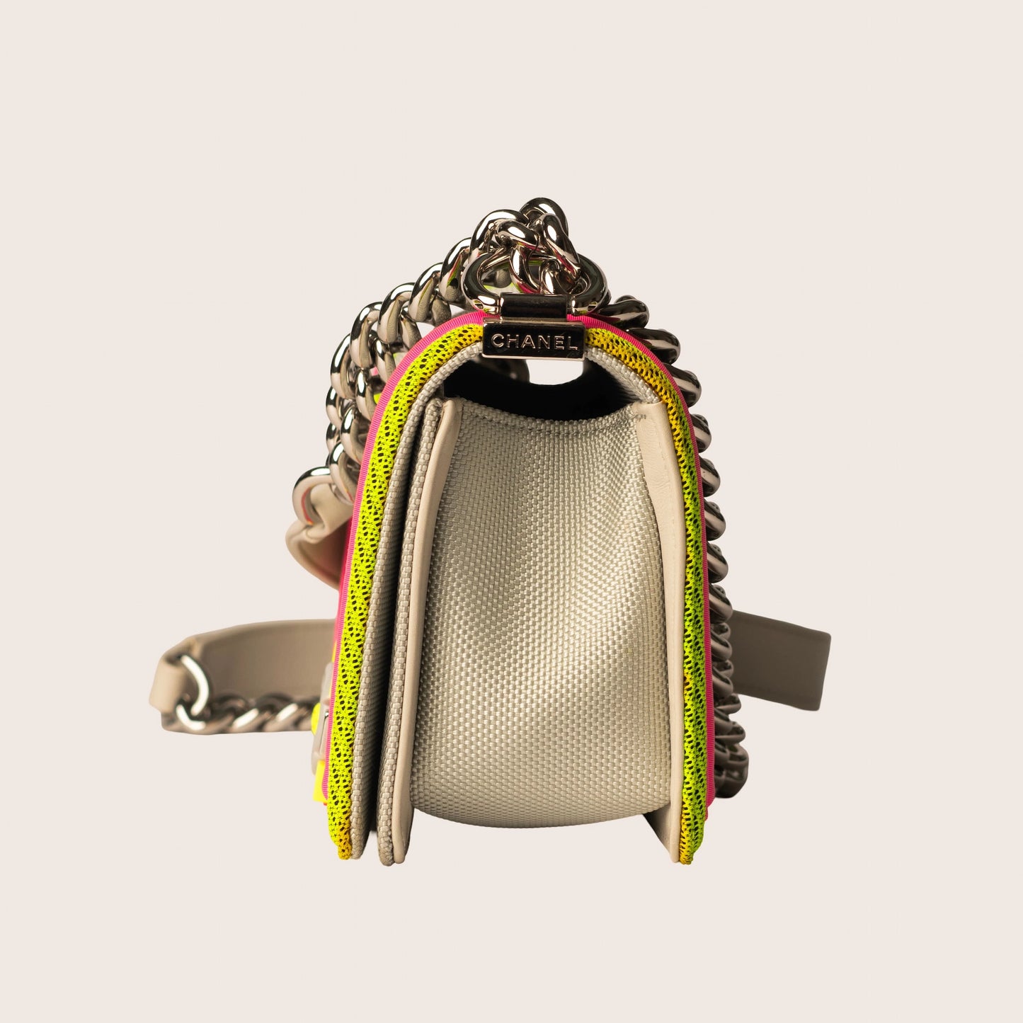 Chanel Tri-Color Nylon & Leather Medium Boy Fluo Flap Bag