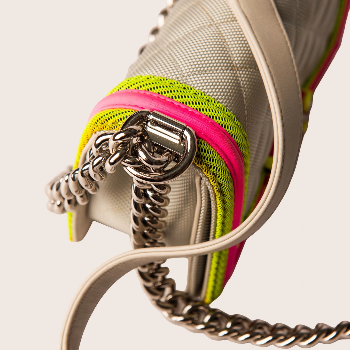 Chanel Tri-Color Nylon & Leather Medium Boy Fluo Flap Bag