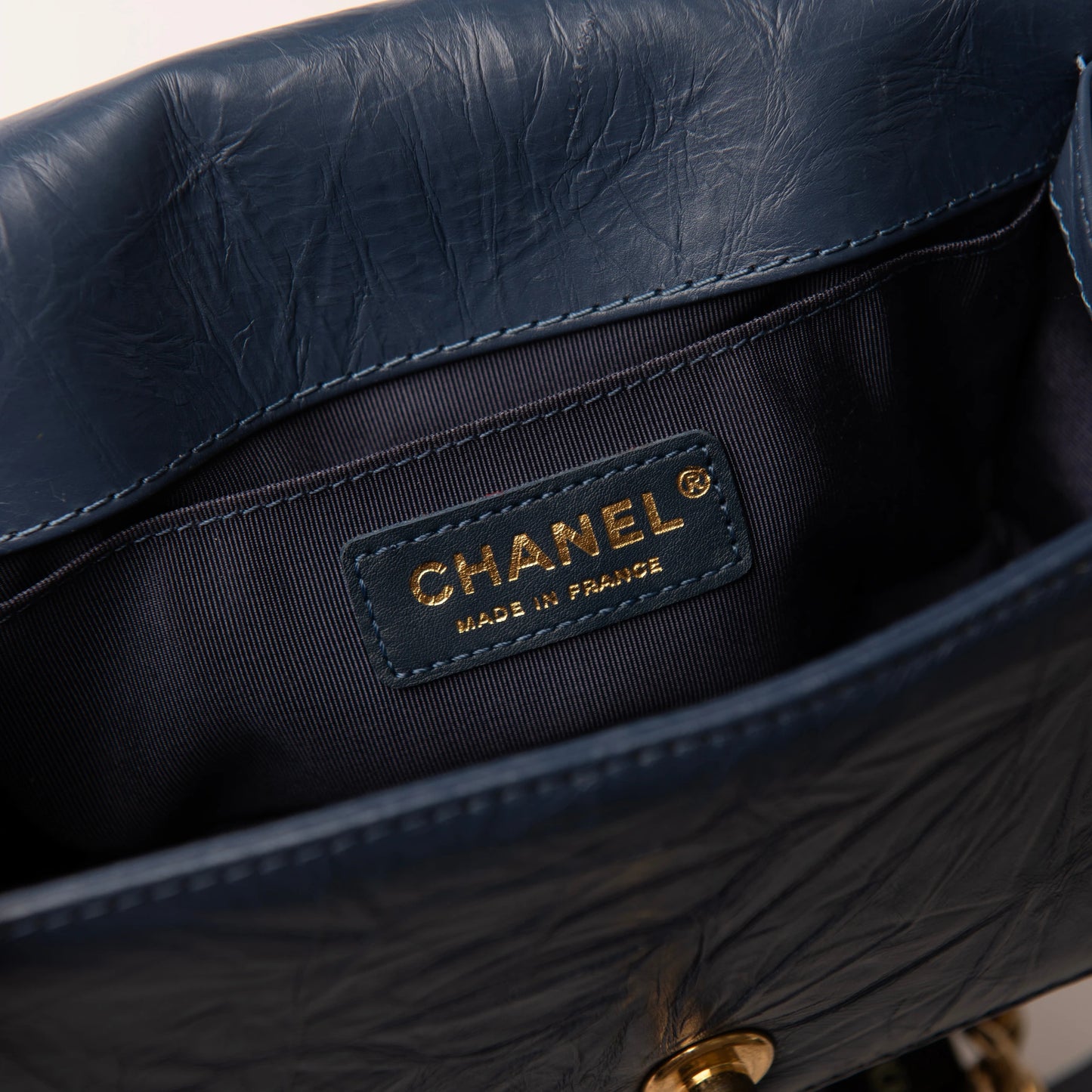 Chanel Aged Calfskin Quilted Small Jacket Boy Flap in Navy