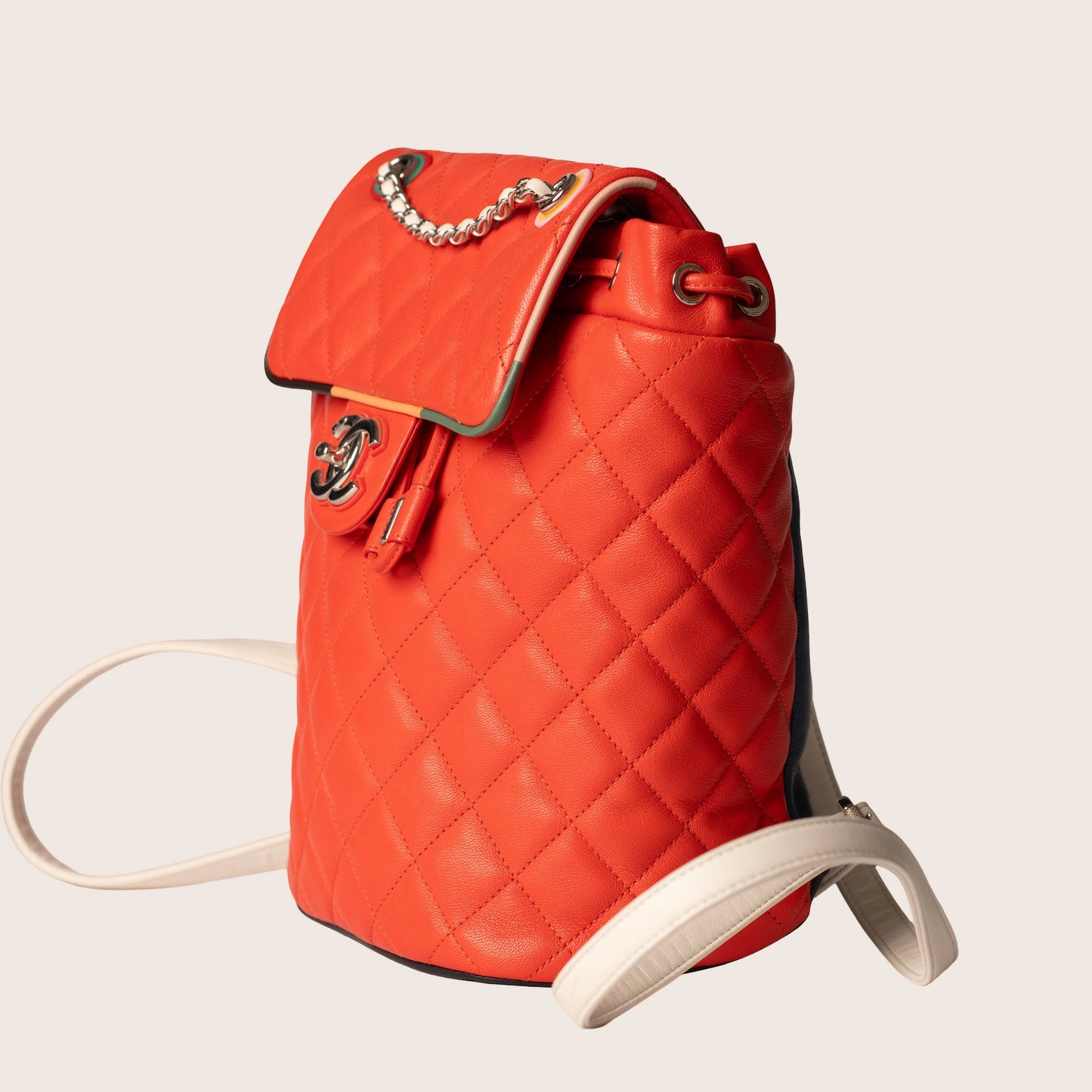 Chanel Red Quilted Leather CC Chain Backpack