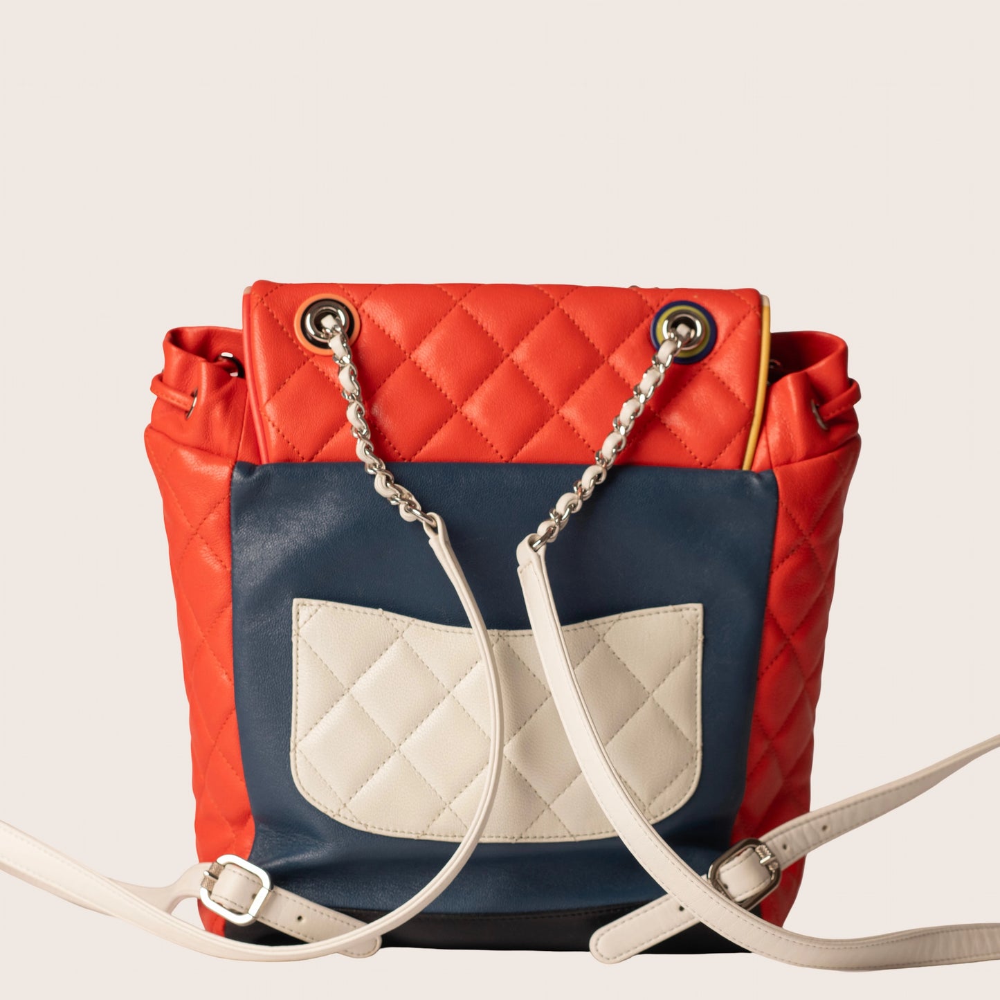 Chanel Red Quilted Leather CC Chain Backpack