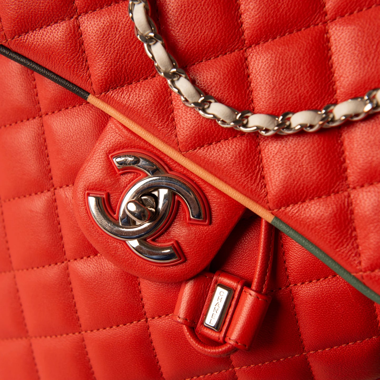 Chanel Red Quilted Leather CC Chain Backpack