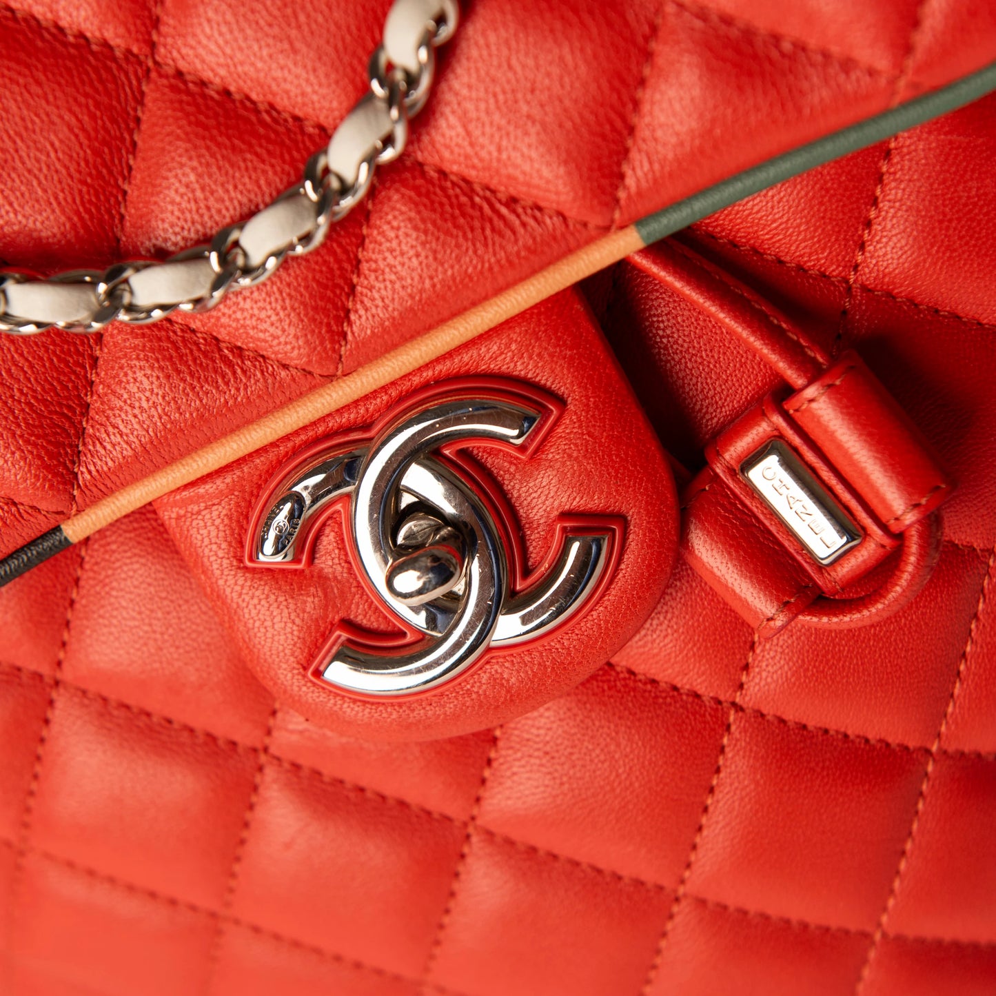 Chanel Red Quilted Leather CC Chain Backpack