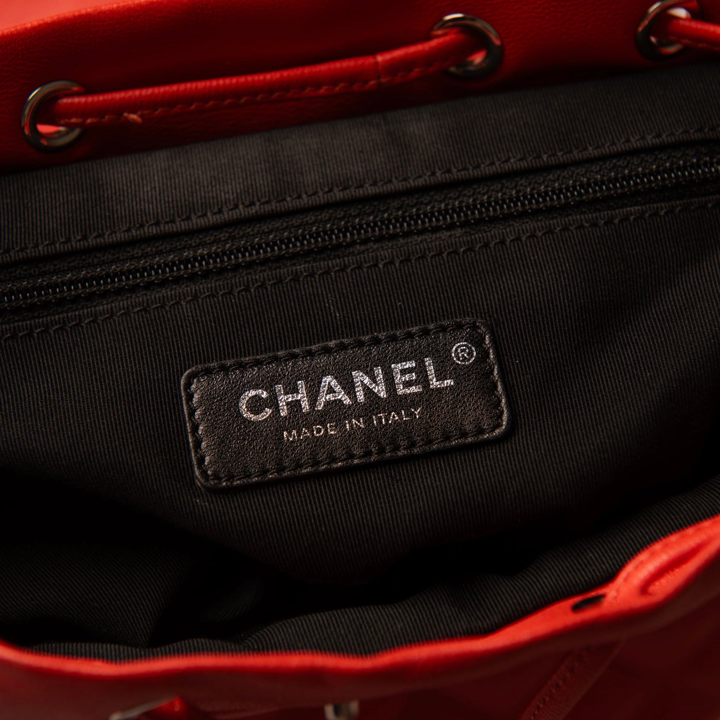 Chanel Red Quilted Leather CC Chain Backpack