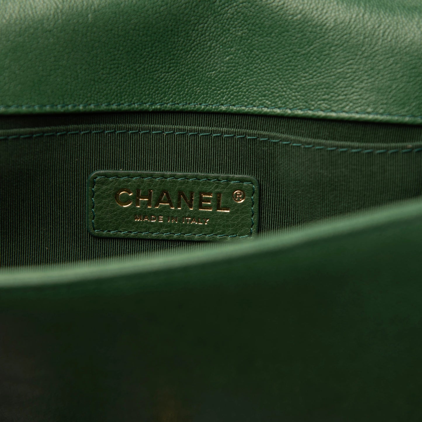 Chanel Small Boy Flap Bag in Green Caviar Leather