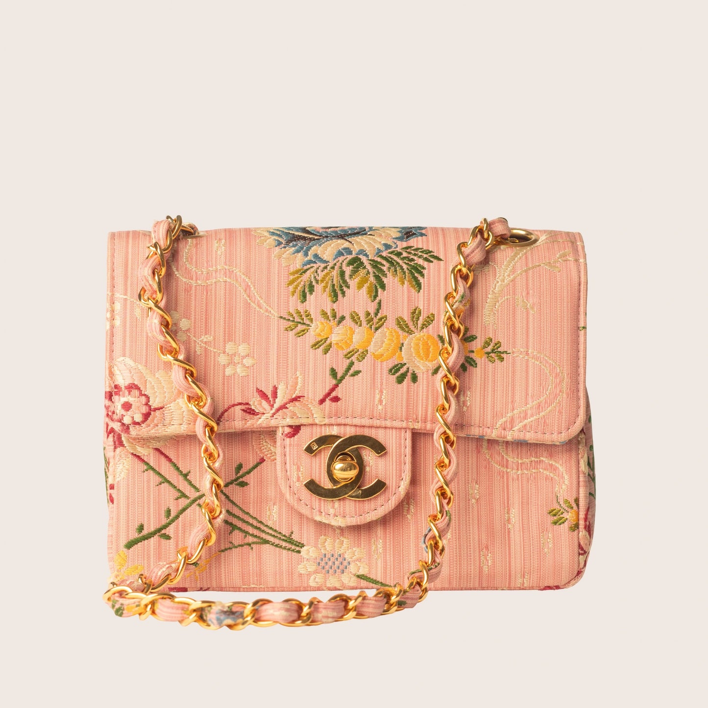 Chanel Timeless Mini Brocade Silk Flap Bag