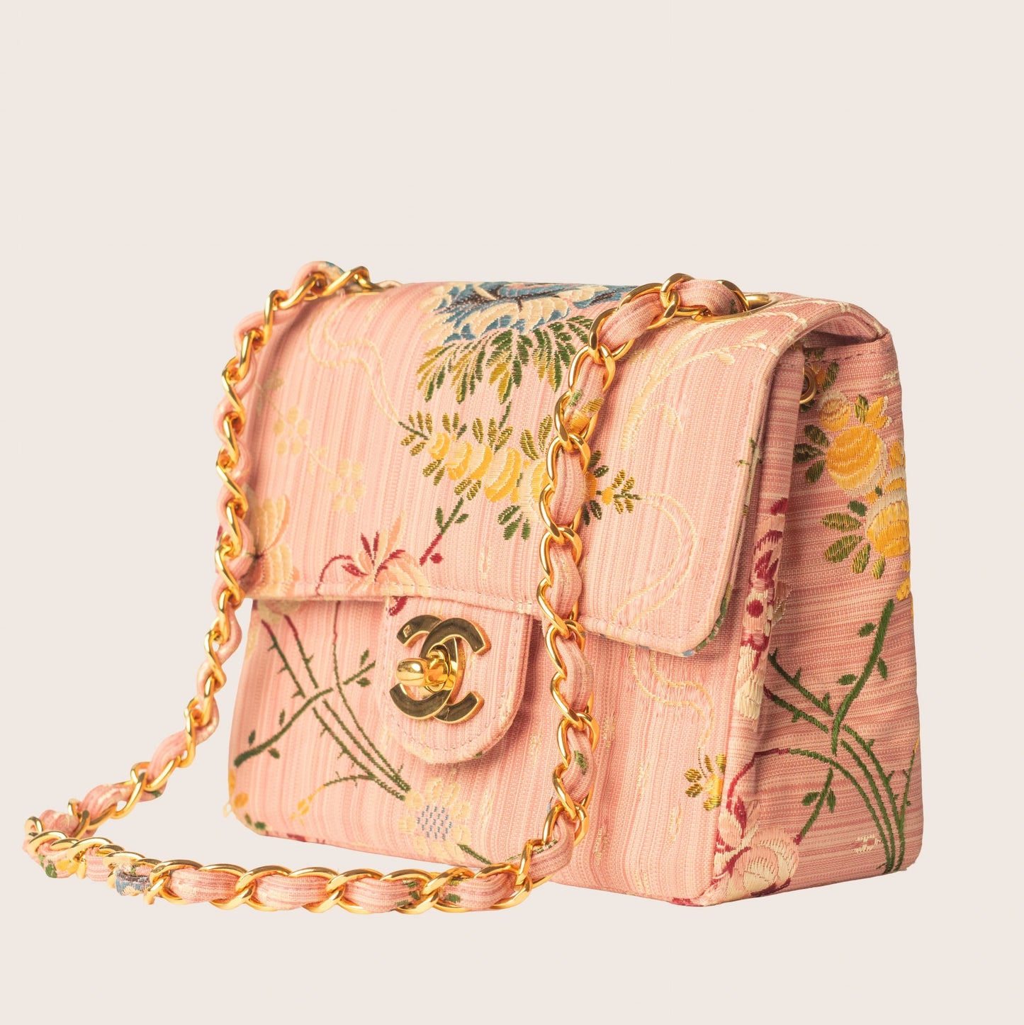 Chanel Timeless Mini Brocade Silk Flap Bag