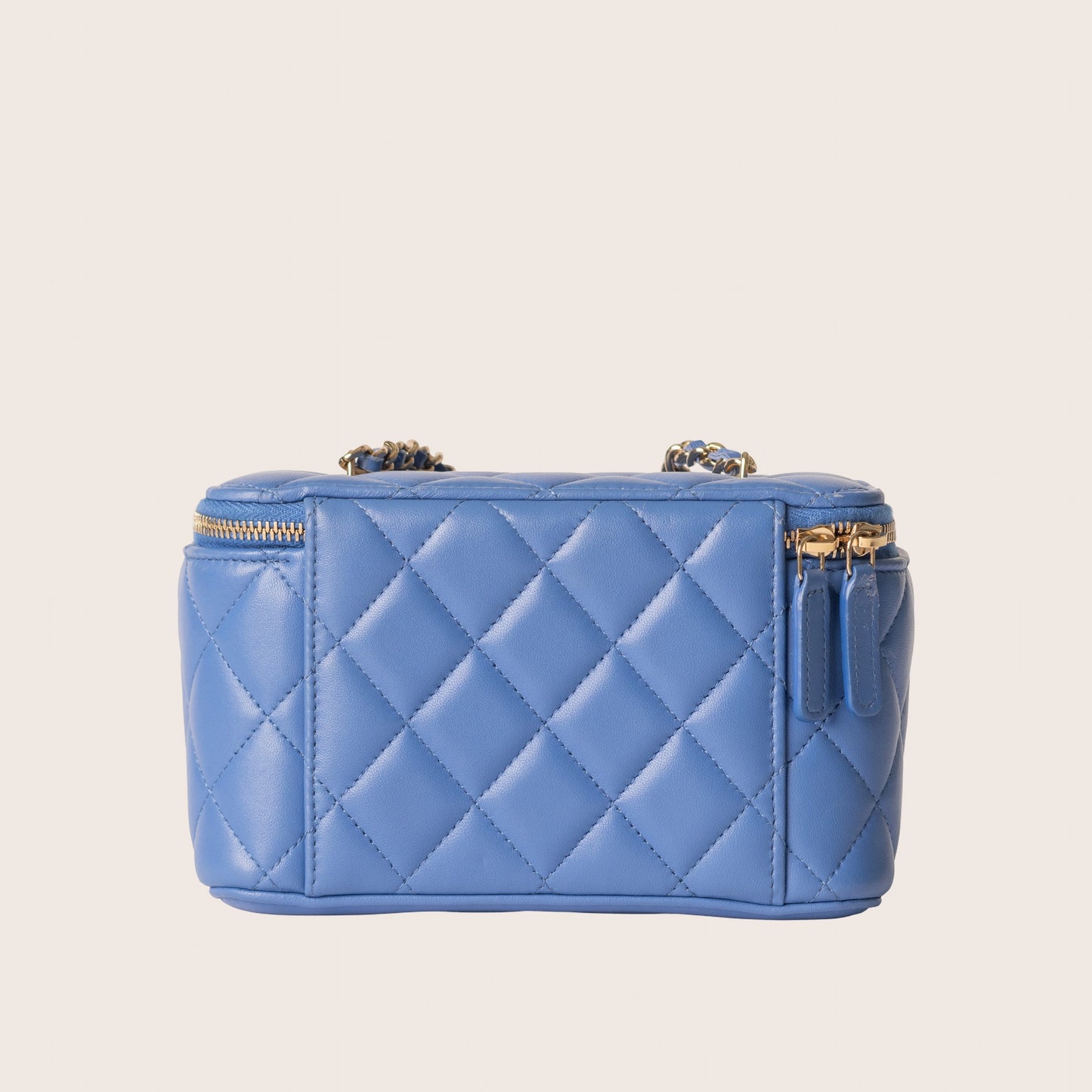 Chanel Blue Quilted Calfskin CC Charm Vanity Case