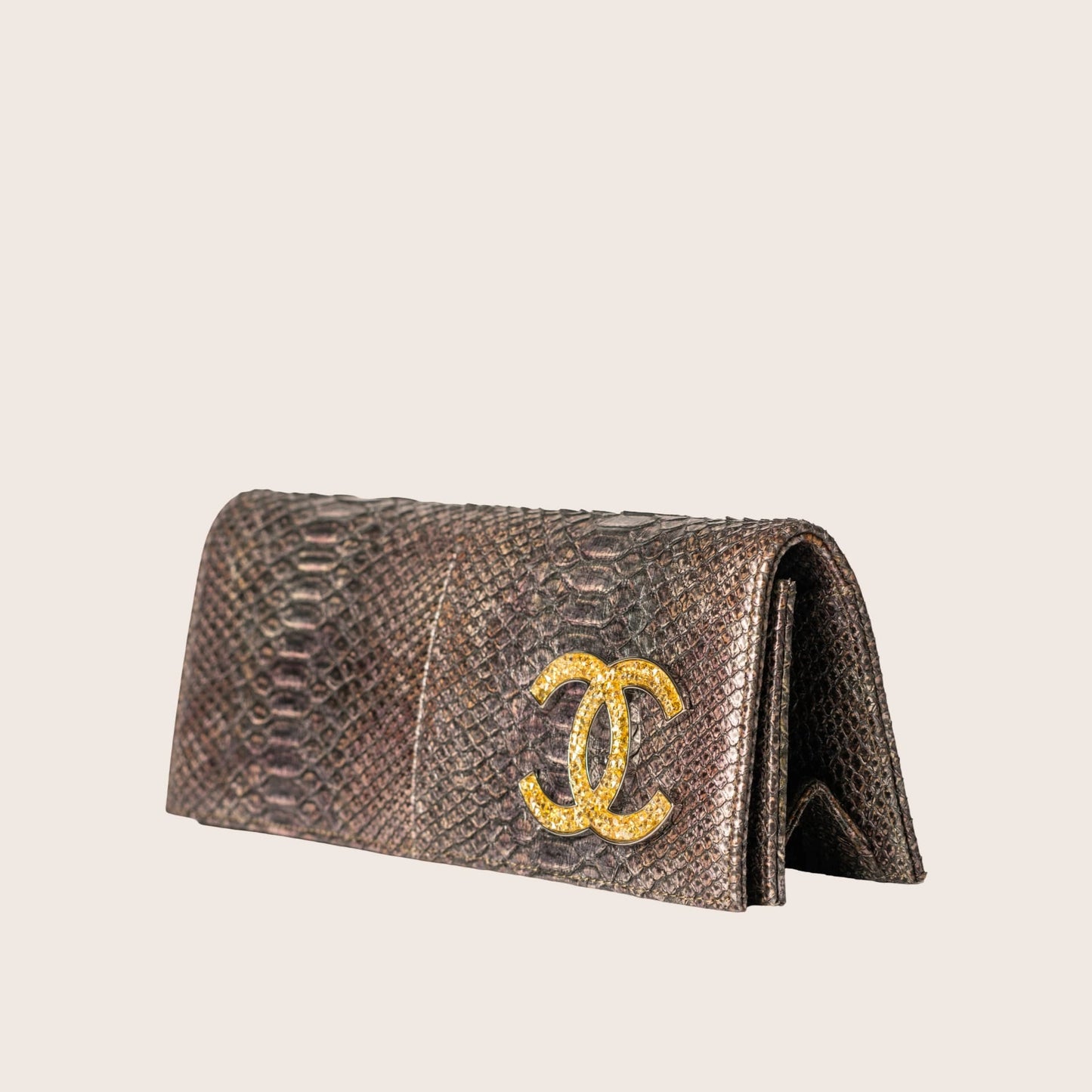 Chanel Python Leather and Gold CC Flap Wallet