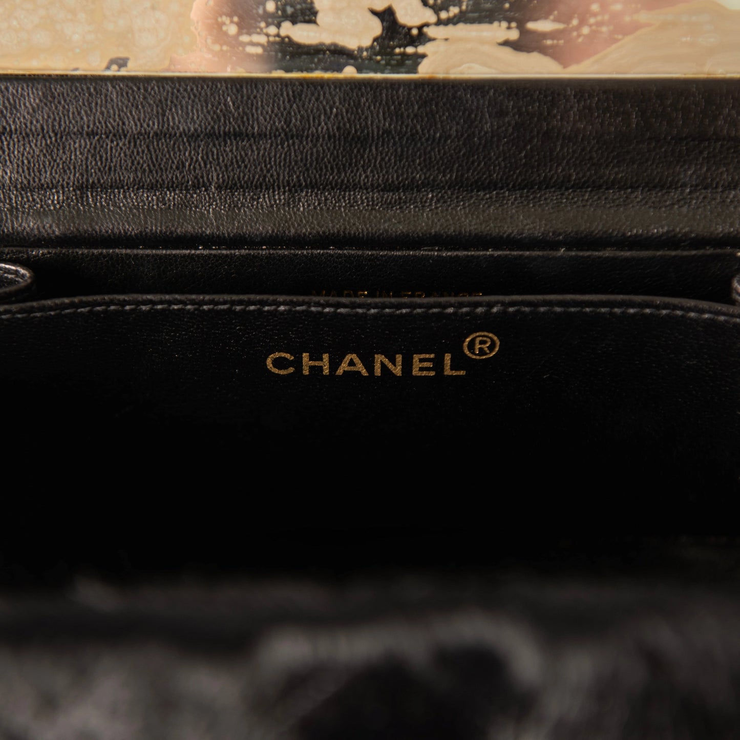 Chanel Vintage Rectangular Vanity Box Black Pony Hair Antique Gold
