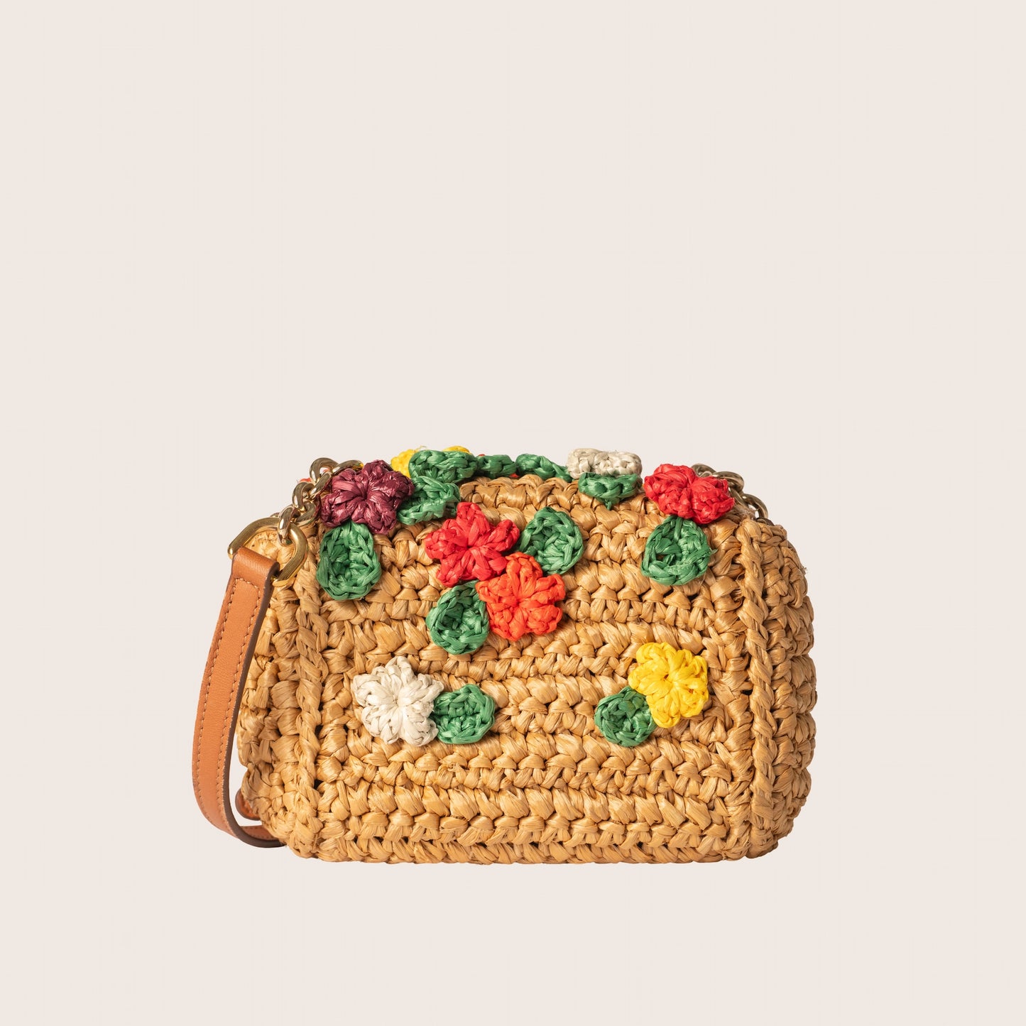 Dolce & Gabbana Floral Raffia Crossbody Bag