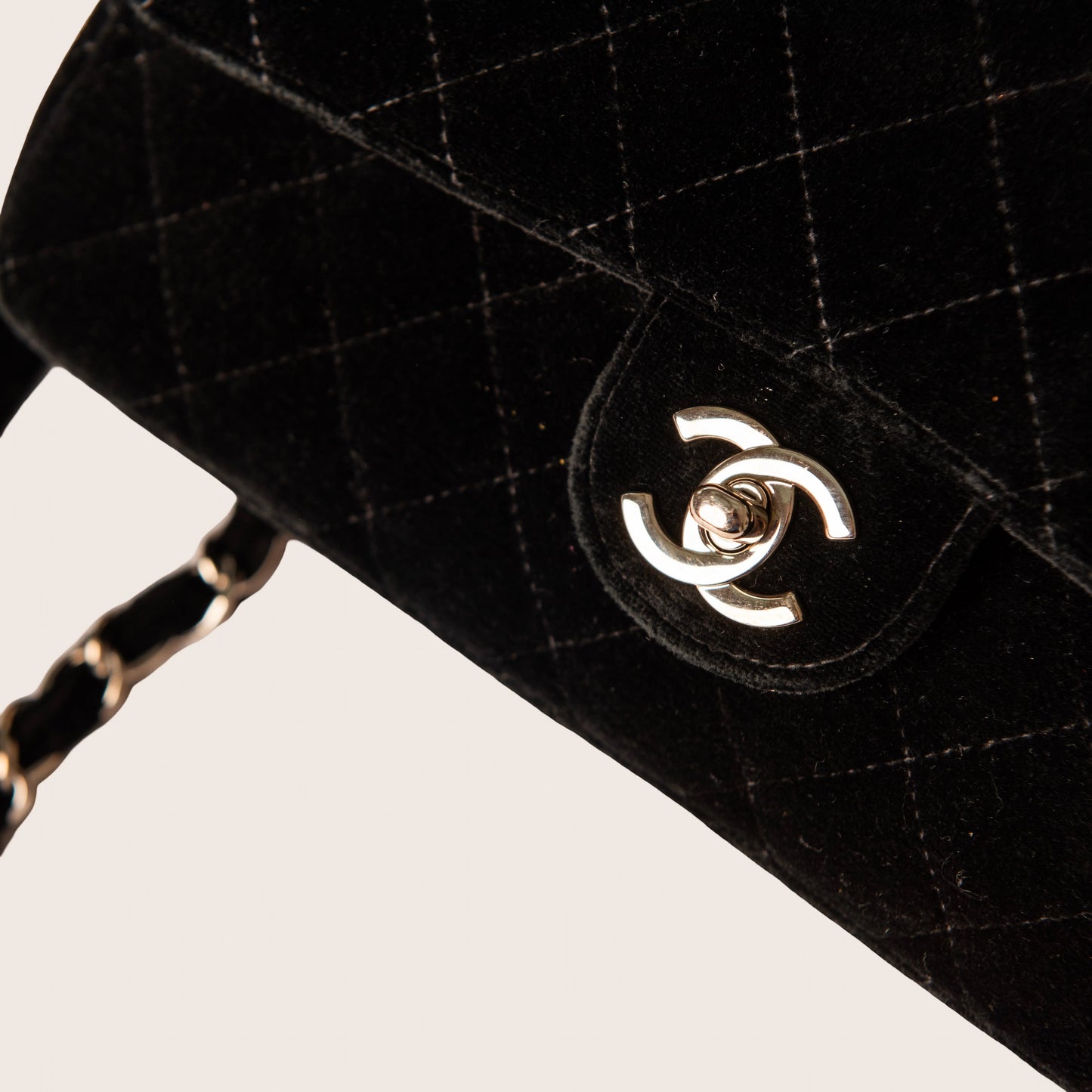 Chanel 1995 Black Velvet Quilted Flap Backpack