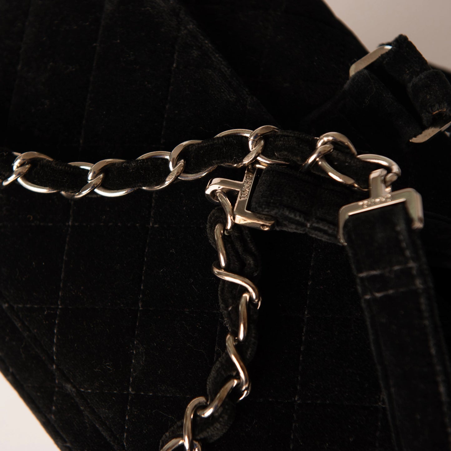 Chanel 1995 Black Velvet Quilted Flap Backpack