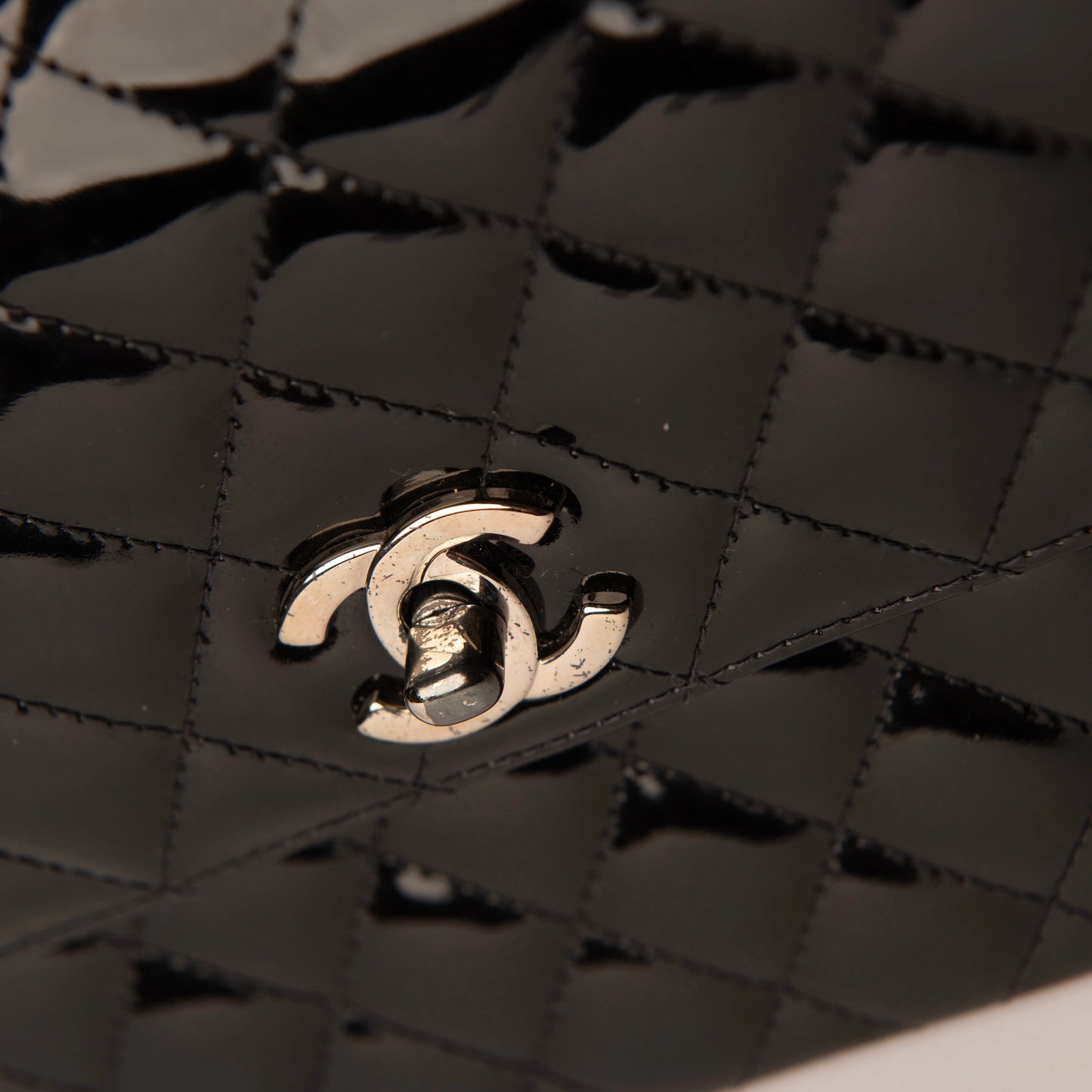 Chanel Vintage Resin Top Handle CC Flap Quilted Patent