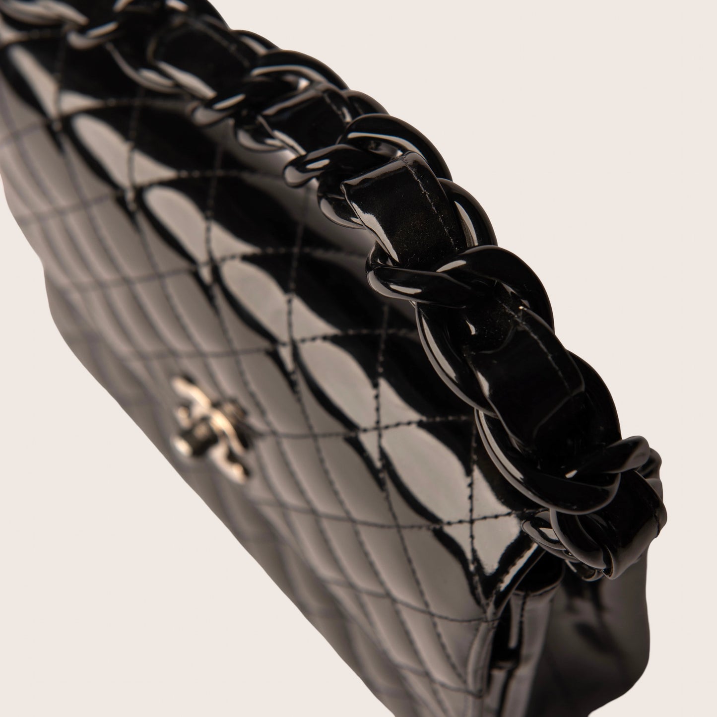 Chanel Vintage Resin Top Handle CC Flap Quilted Patent