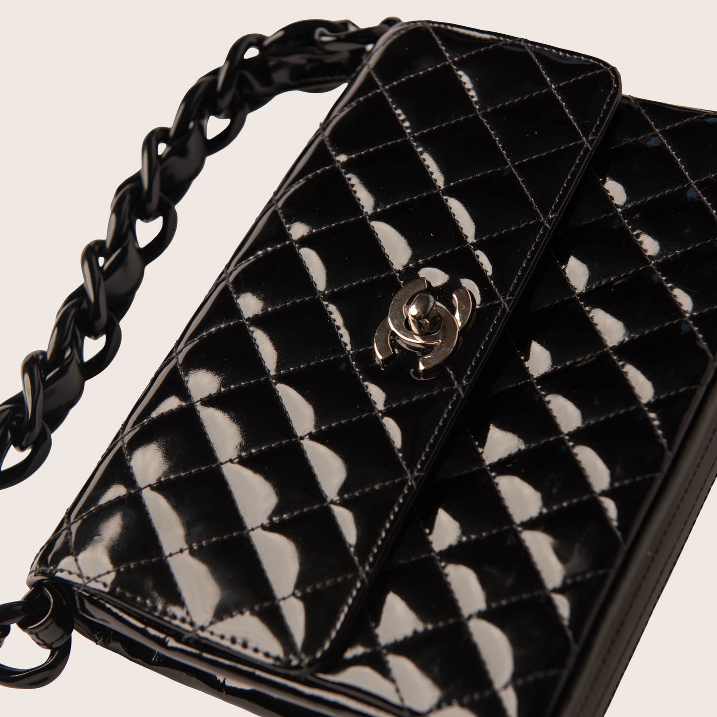 Chanel Vintage Resin Top Handle CC Flap Quilted Patent