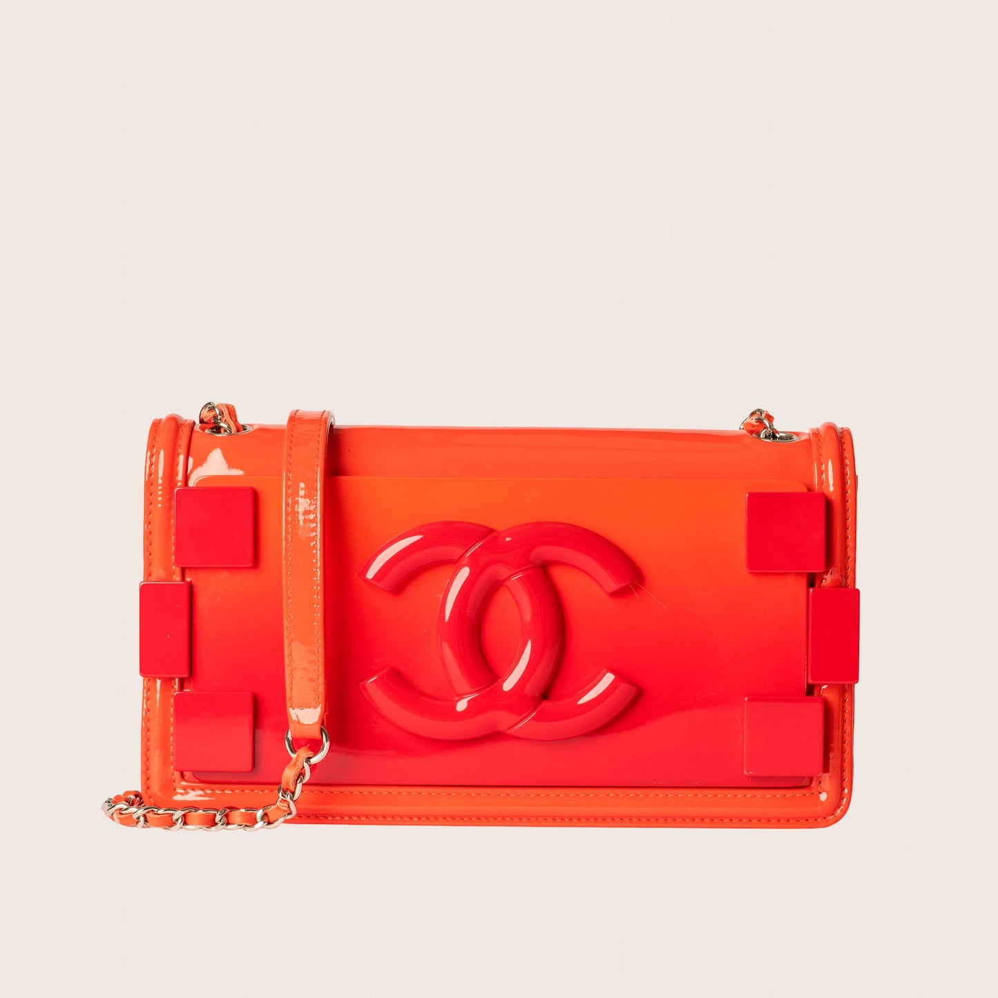 Chanel Red Leather & Plexiglass Lego Boy Brick Flap Bag