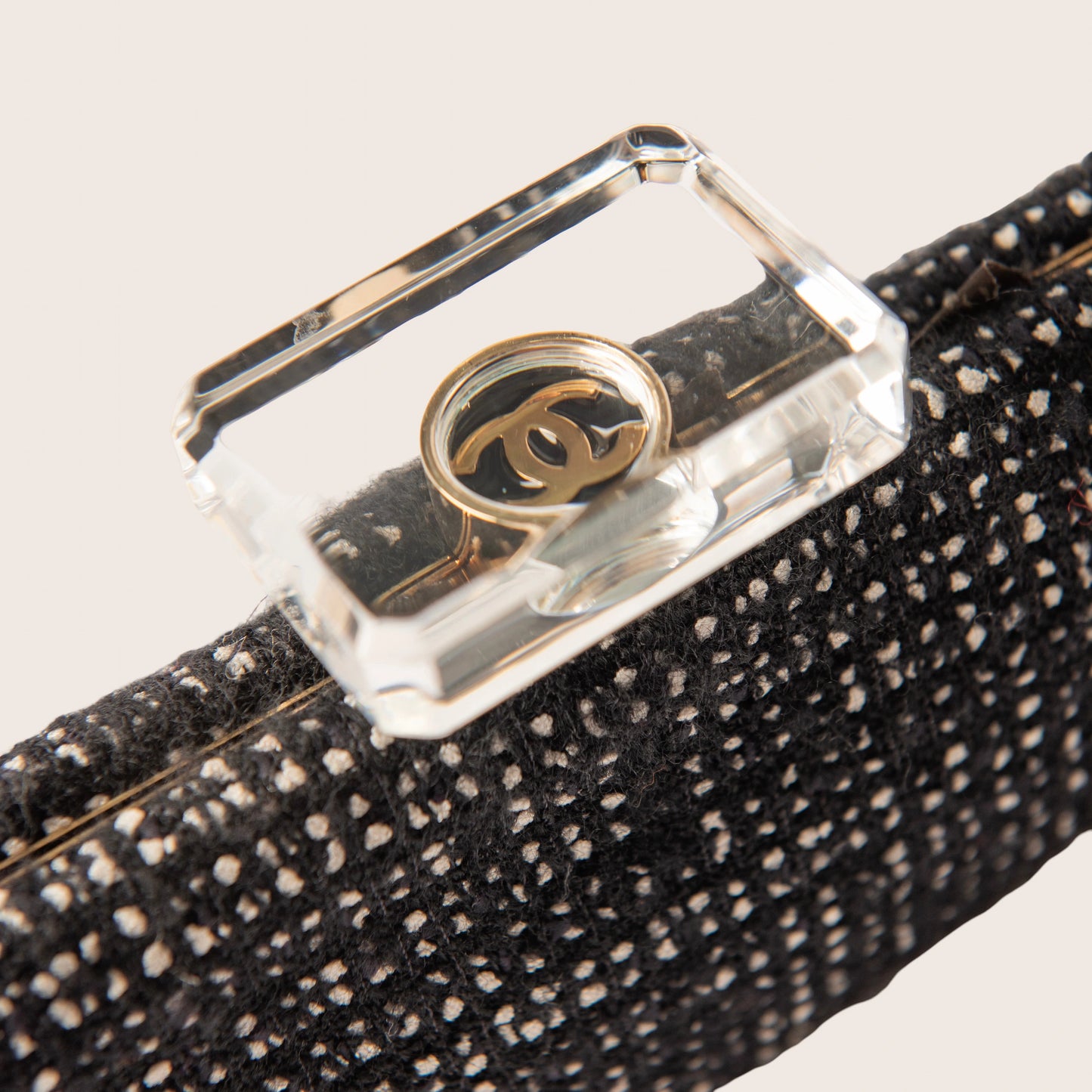 Chanel Black Tweed and Crystal Clutch