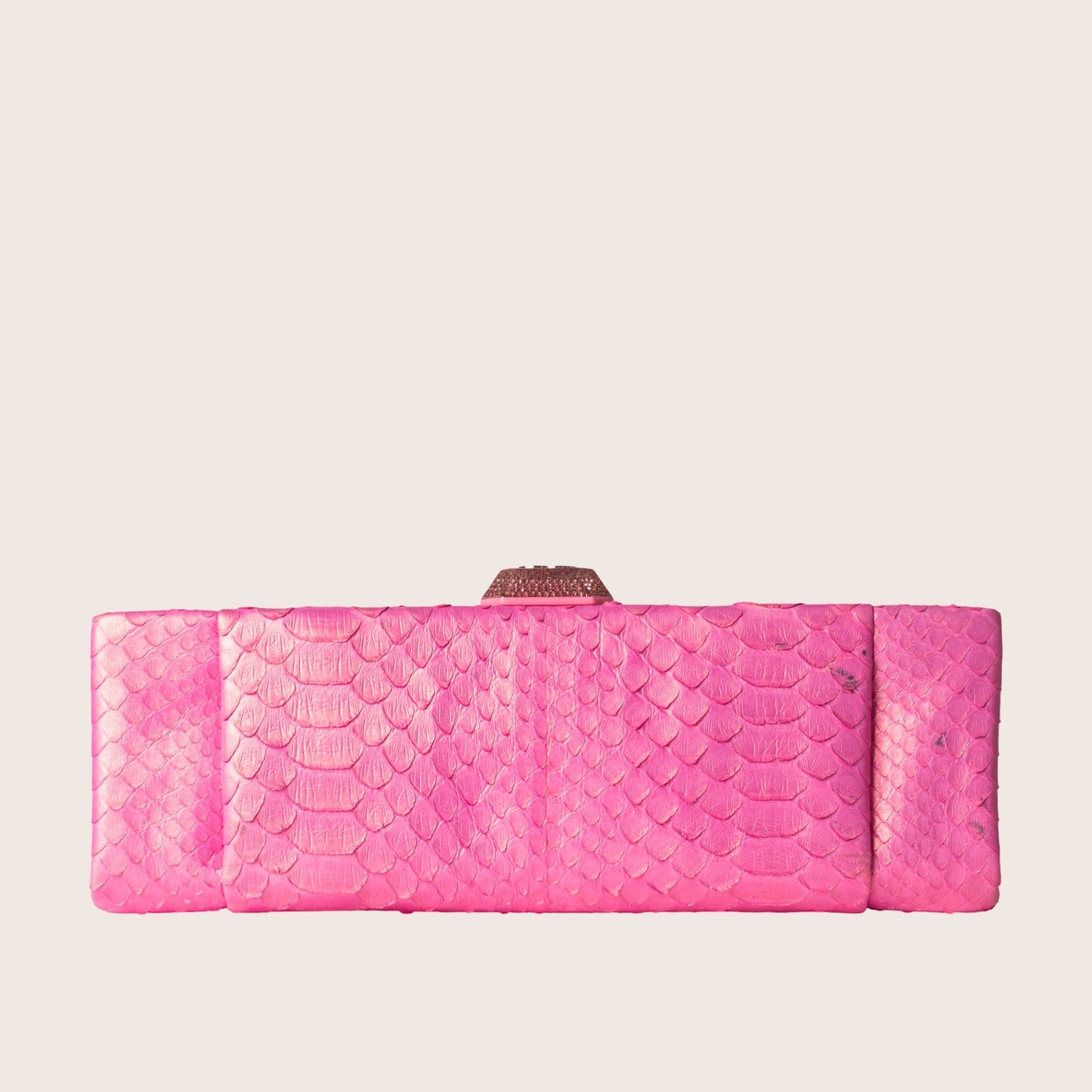 Chanel Pink Python Exotic Clutch with Crystal Clasp