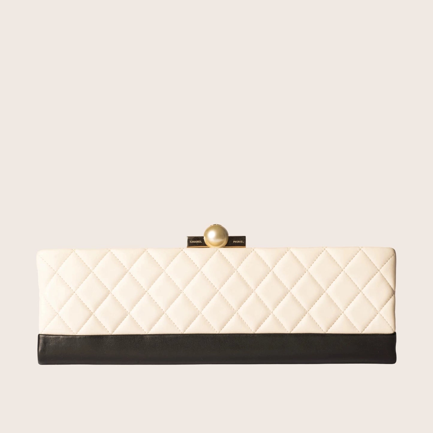 Chanel Quilted Leather Clutch with Pearl Lock