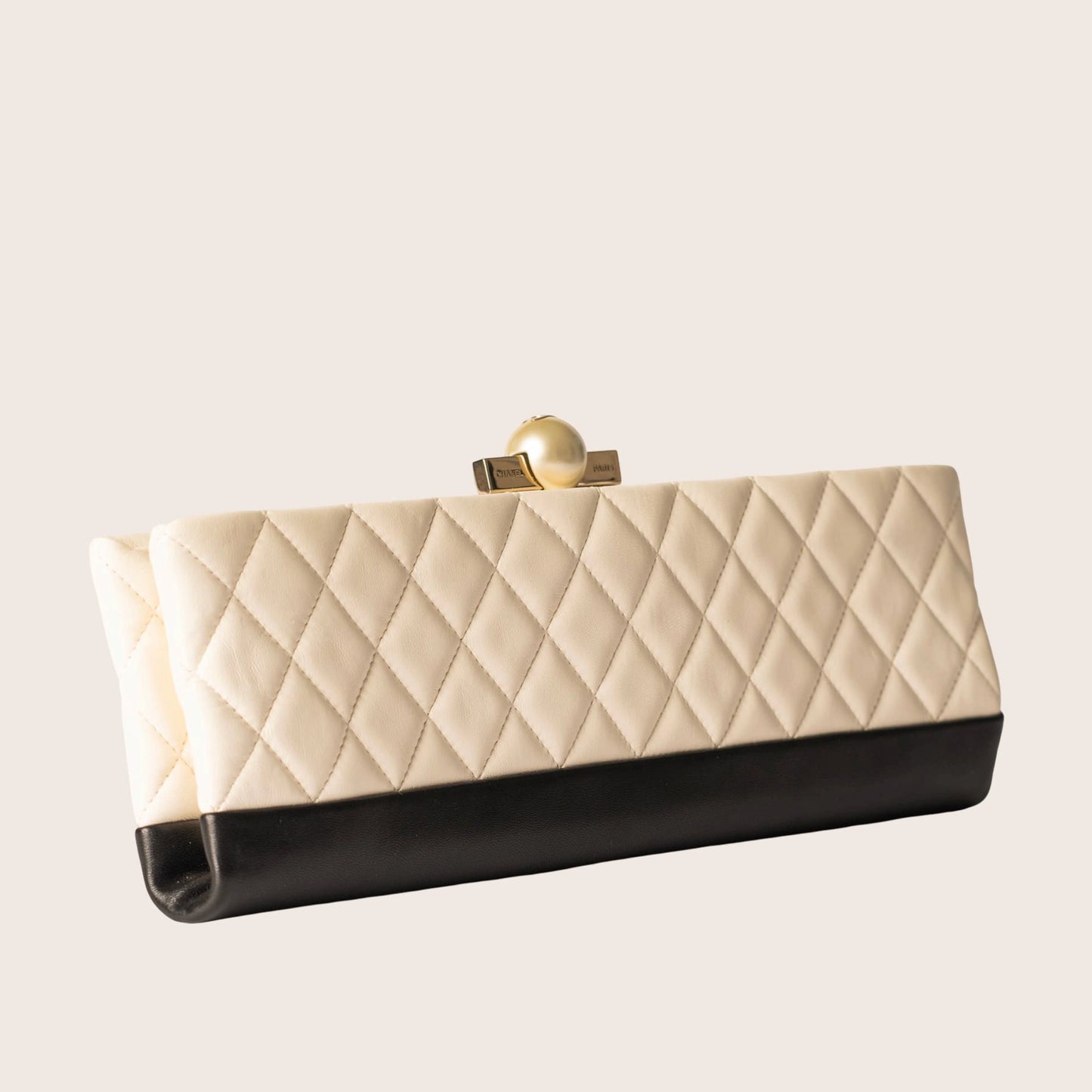 Chanel Quilted Leather Clutch with Pearl Lock