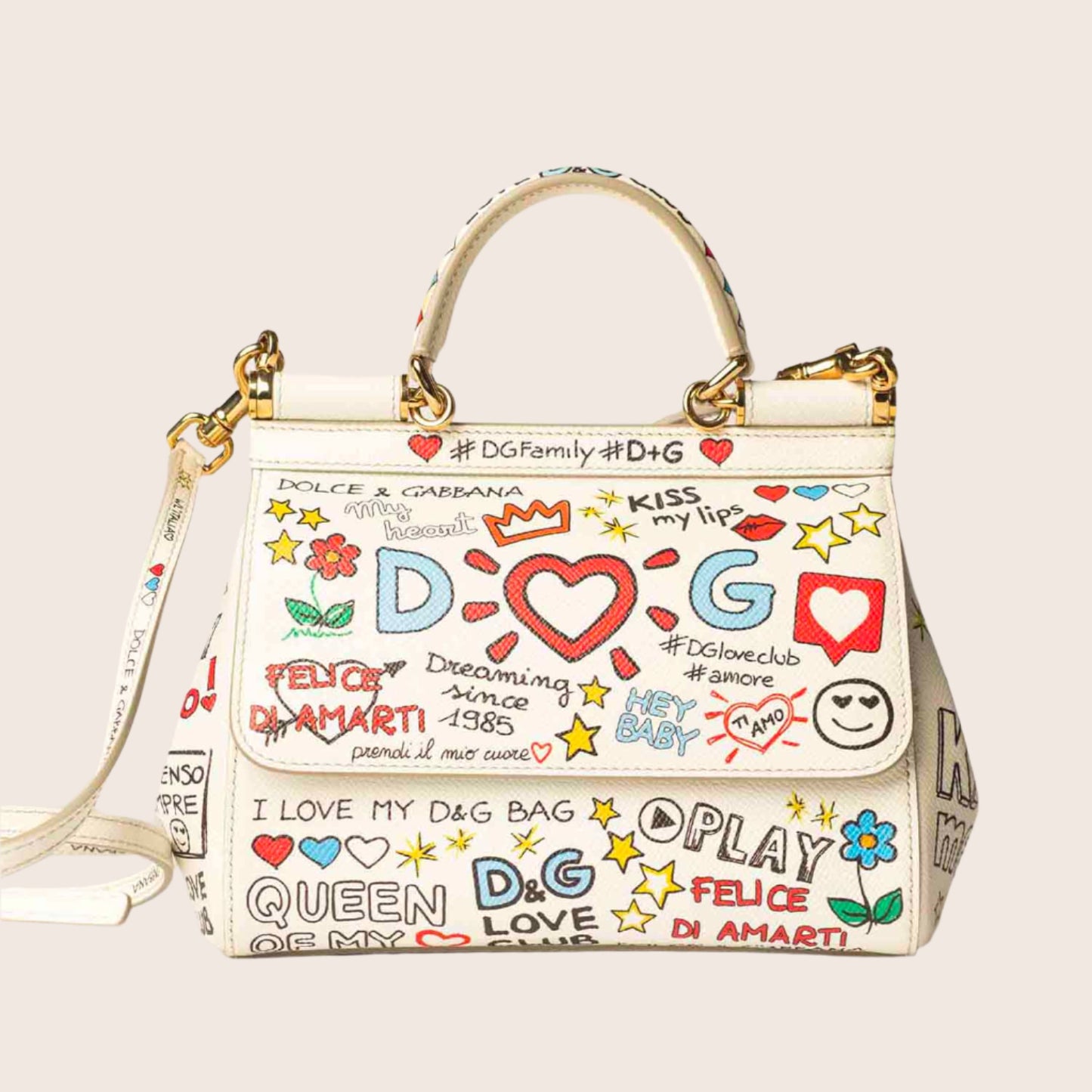 Dolce & Gabbana Dauphine Graffiti Miss Sicily Satchel