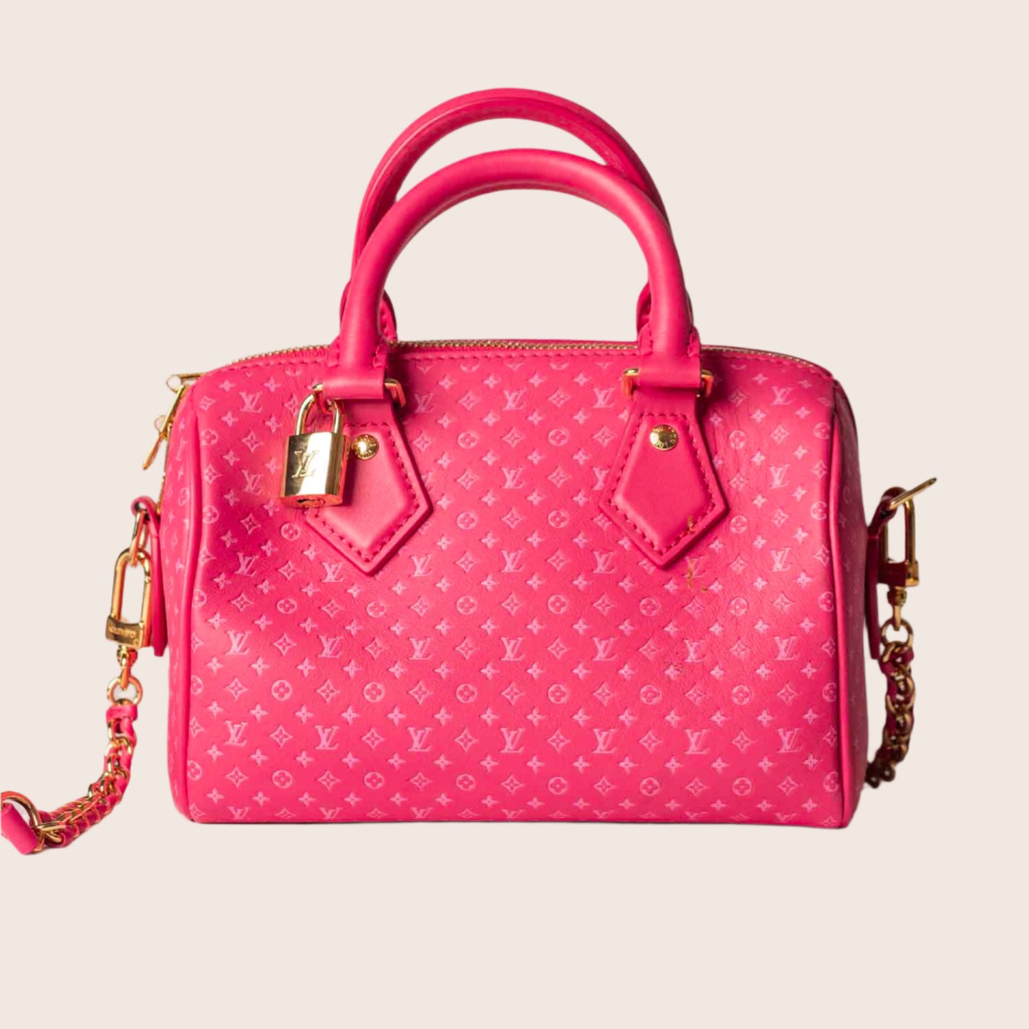 Louis Vuitton Rose Monogram Nanogram Speedy Bandoulière 20