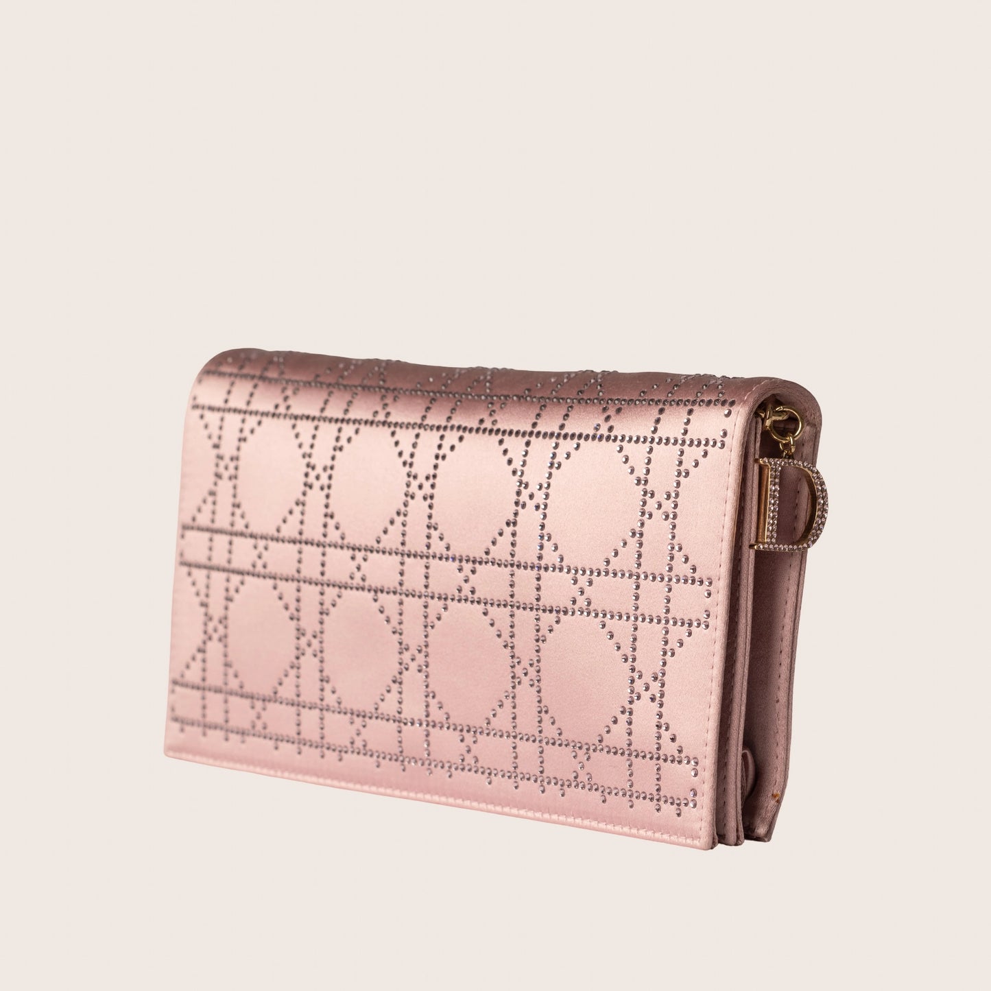 Christian Dior Pink Cannage Satin Crystal Shoulder Bag