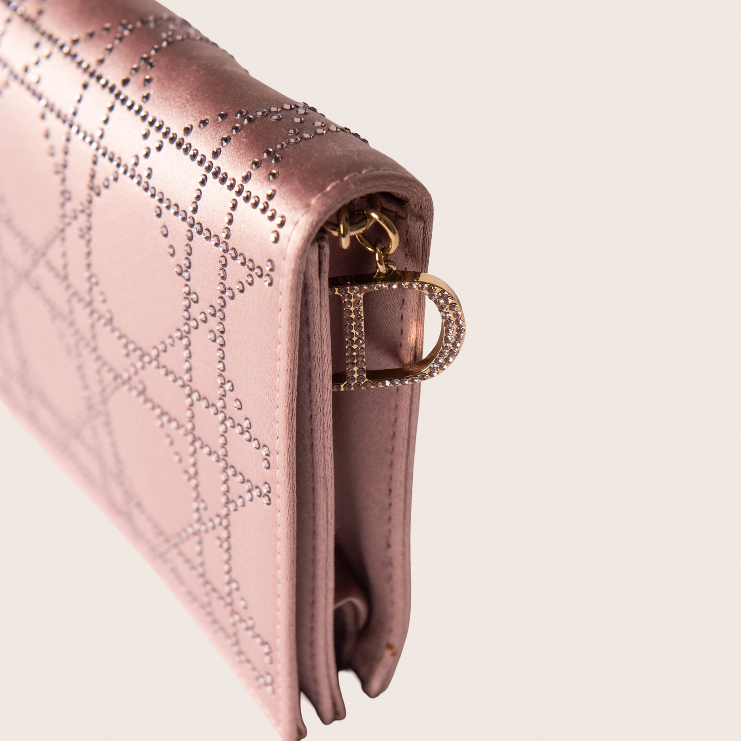Christian Dior Pink Cannage Satin Crystal Shoulder Bag