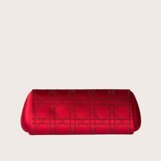 Christian Dior Red Cannage Quilted Satin Clutch