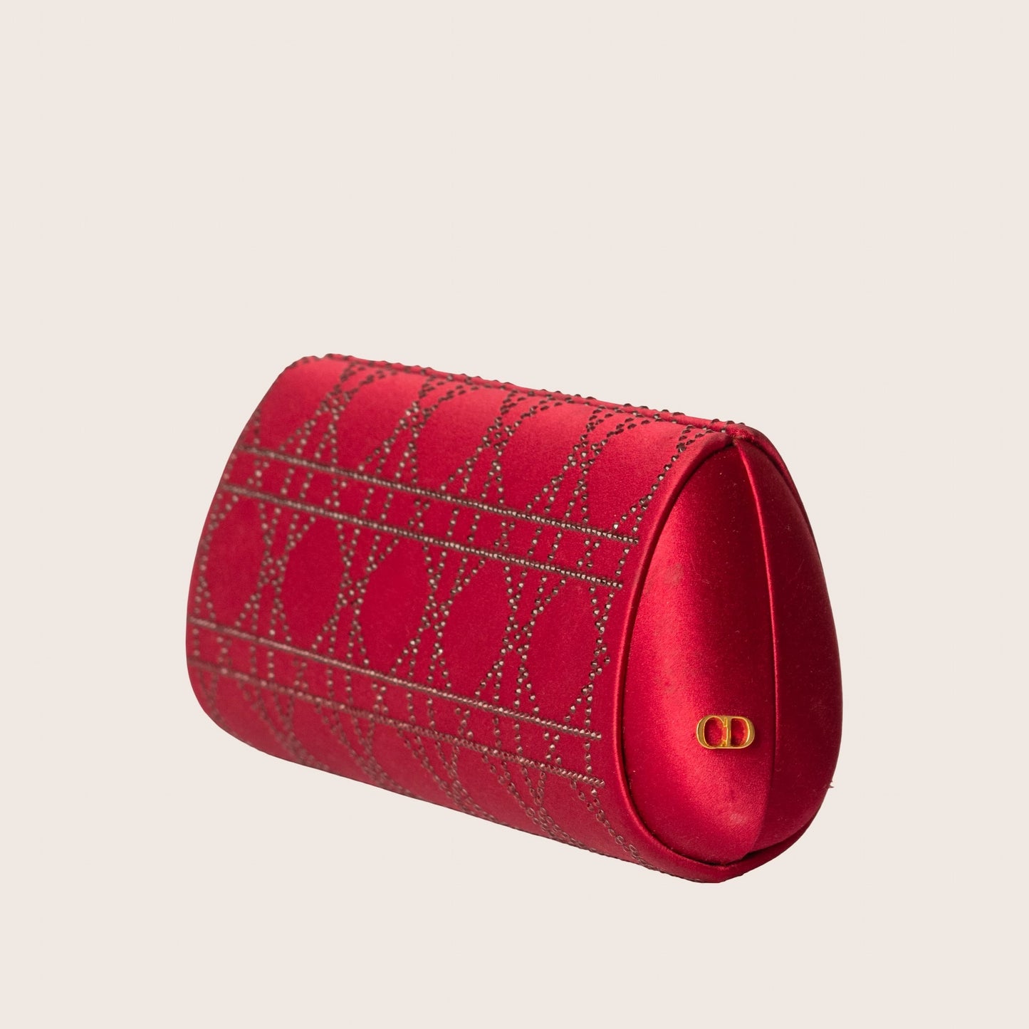 Christian Dior Red Cannage Quilted Satin Clutch