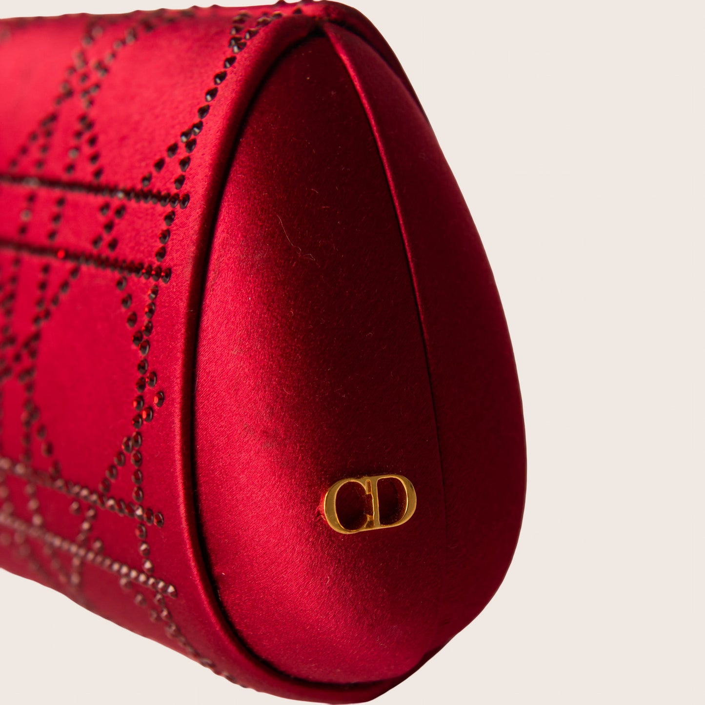 Christian Dior Red Cannage Quilted Satin Clutch