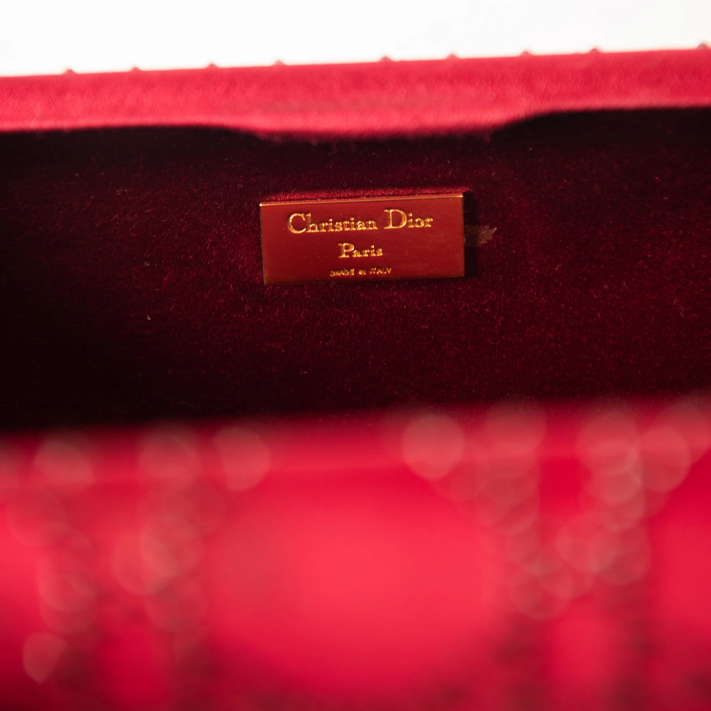 Christian Dior Red Cannage Quilted Satin Clutch