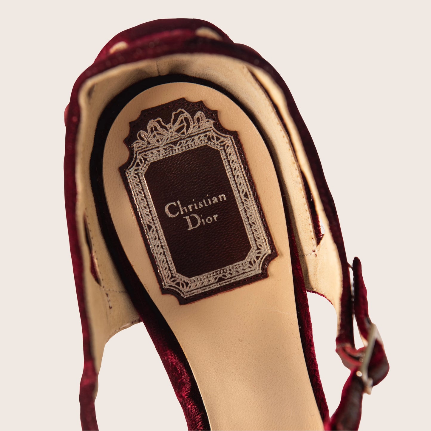Christian Dior Burgundy Velvet and Satin Platform Floral Embellished Heel Pumps