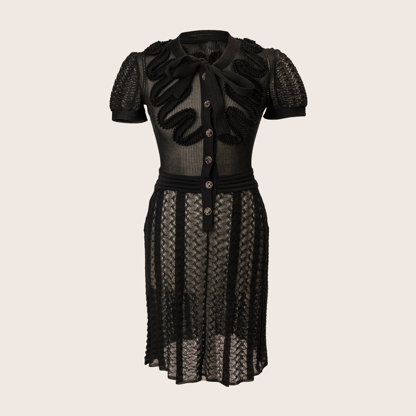 Chanel Black Knit Dress with Bow