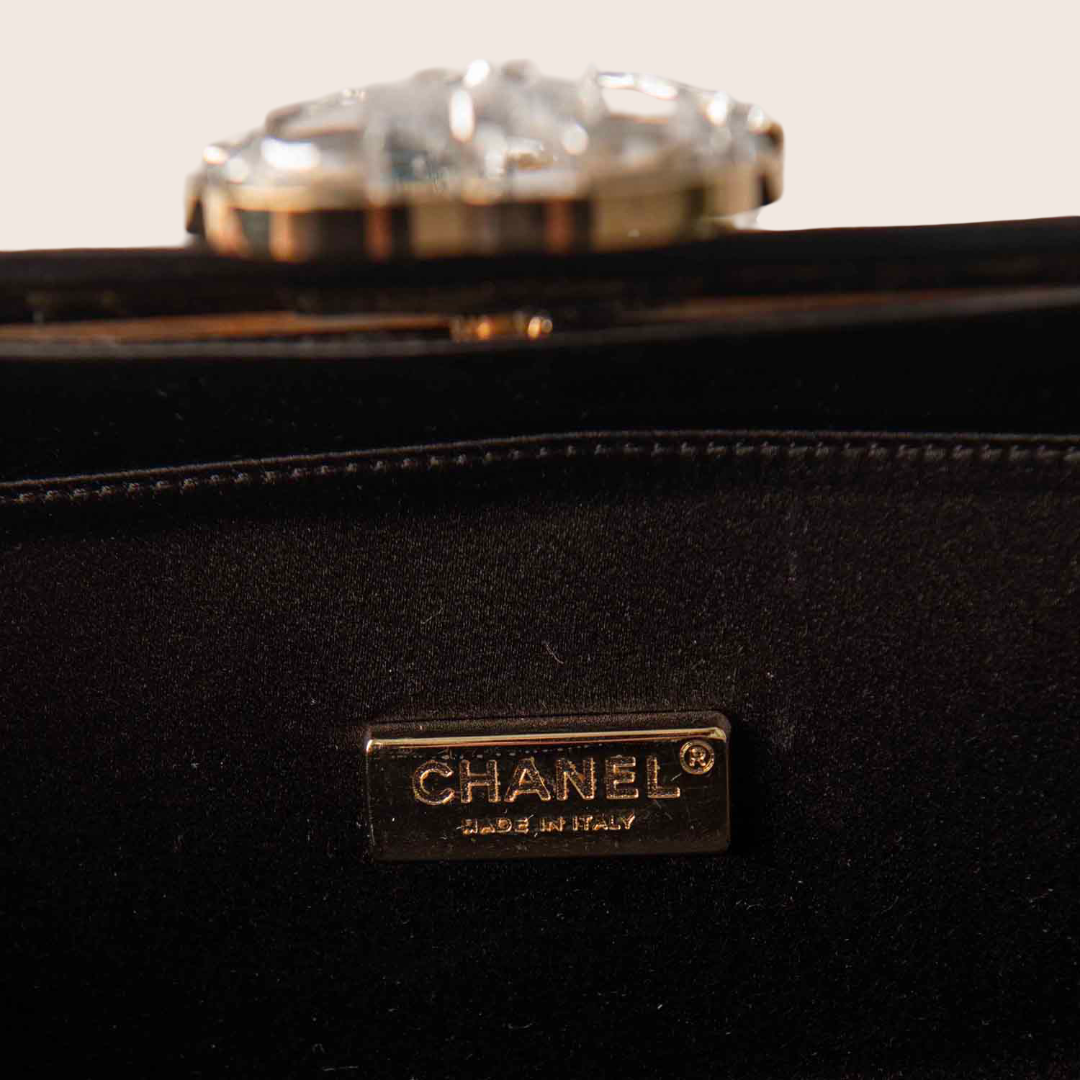 Chanel 2008 Swarovski CC Clasp Clutch Bag - Black