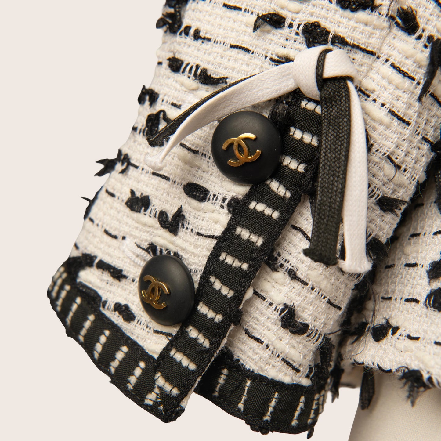 Chanel Cream & Black Bouclé Knit Cardigan-Jacket
