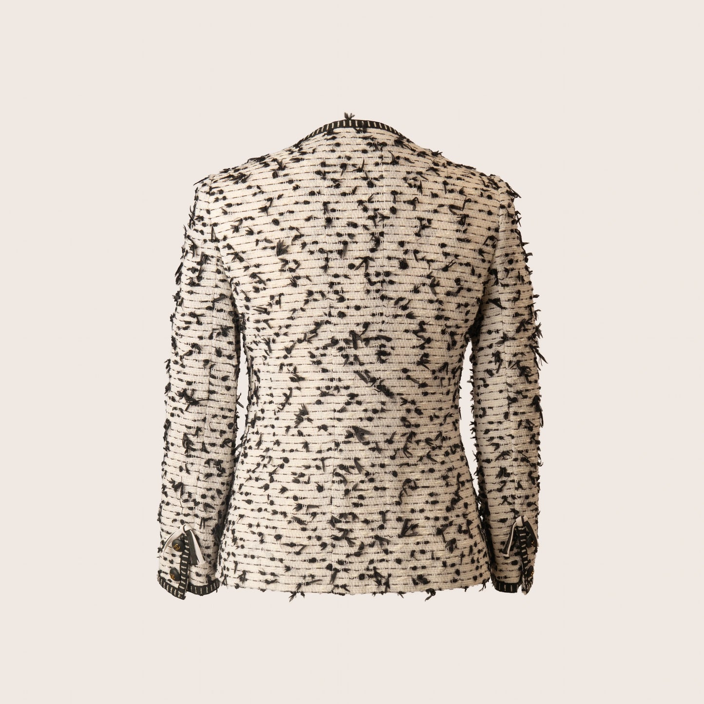 Chanel Cream & Black Bouclé Knit Cardigan-Jacket