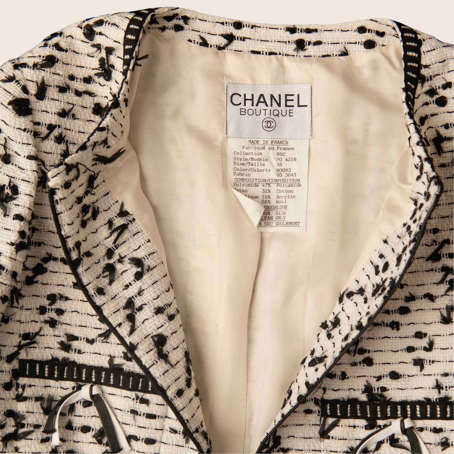 Chanel Cream & Black Bouclé Knit Cardigan-Jacket
