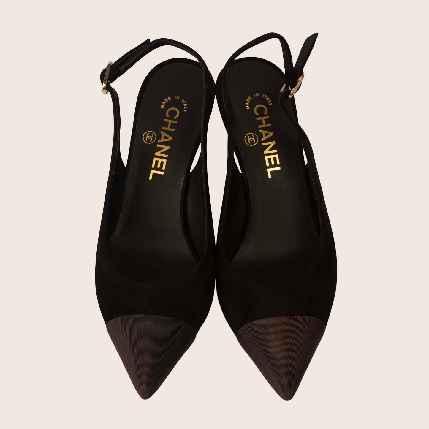Chanel Black Suede Slingback Pumps