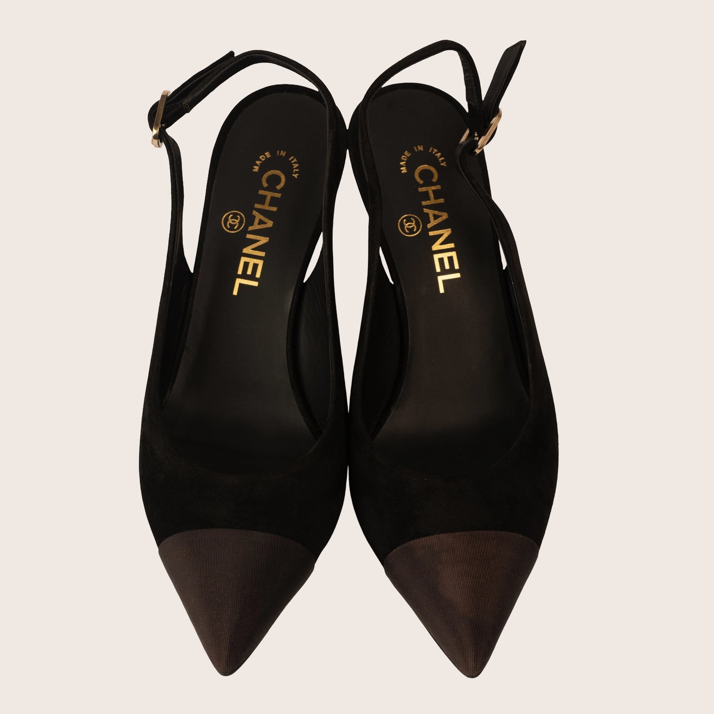 Chanel Black Suede Slingback Pumps