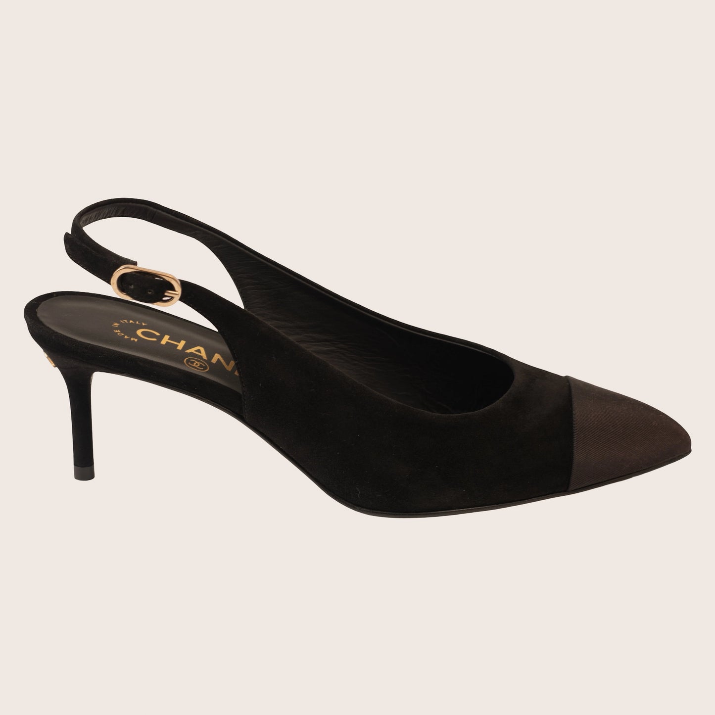 Chanel Black Suede Slingback Pumps