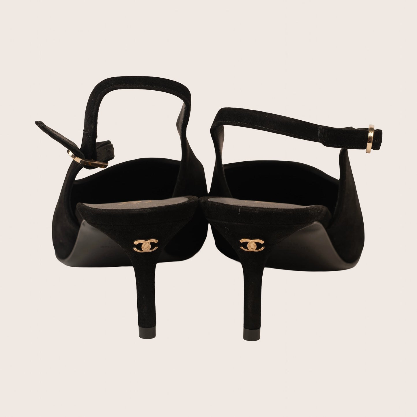 Chanel Black Suede Slingback Pumps
