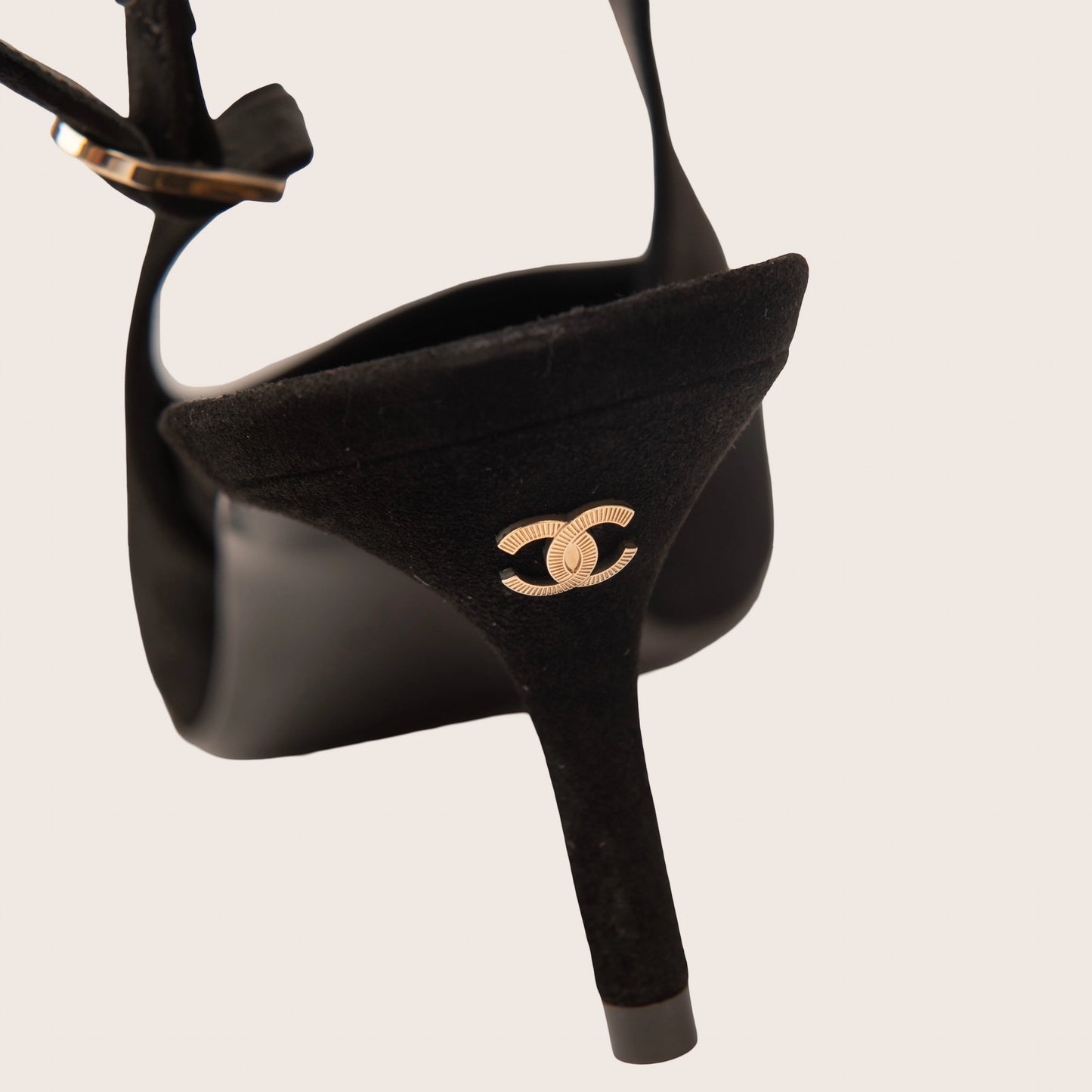 Chanel Black Suede Slingback Pumps