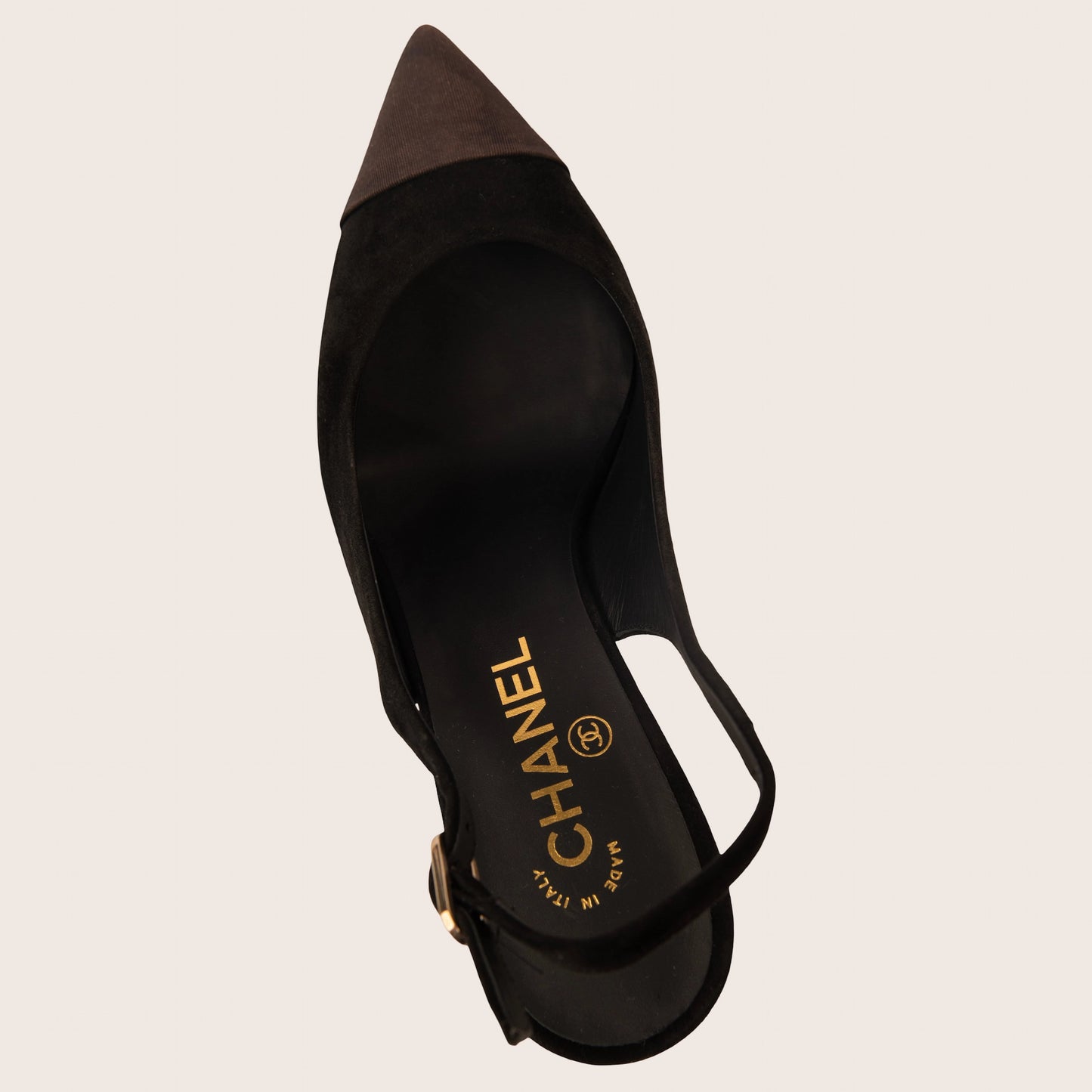 Chanel Black Suede Slingback Pumps