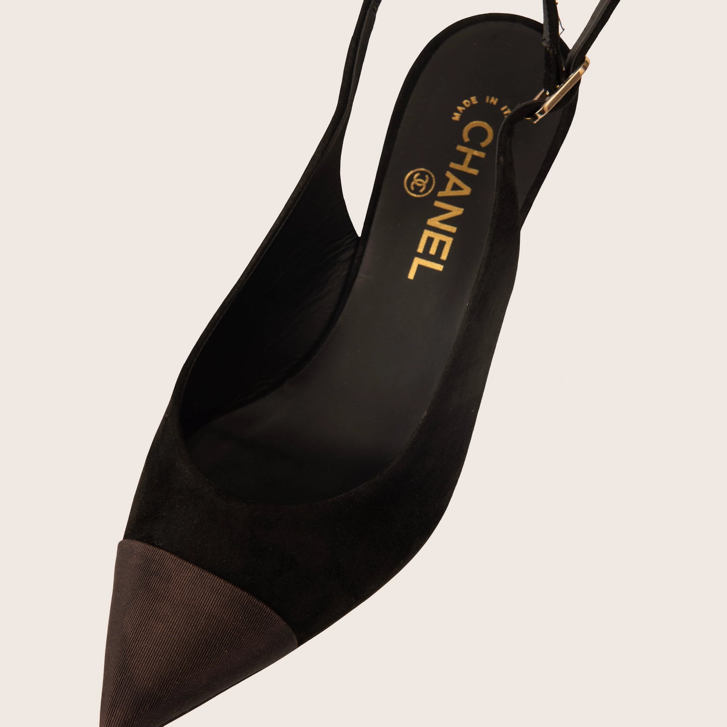 Chanel Black Suede Slingback Pumps